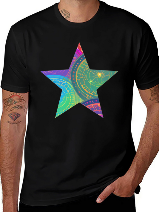 Star Graphic Black T-Shirt - Mens Casual Tee
