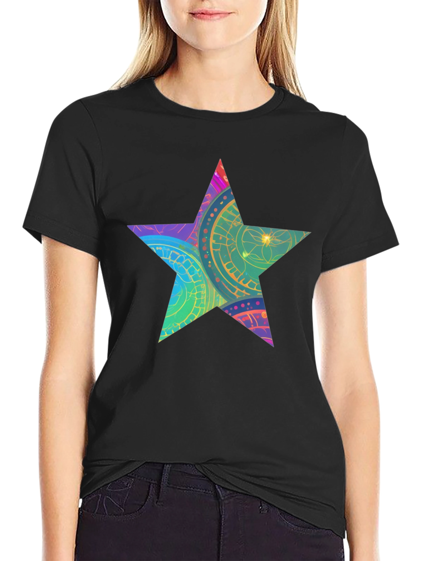 Star Graphic Black T-Shirt - Mens Casual Tee