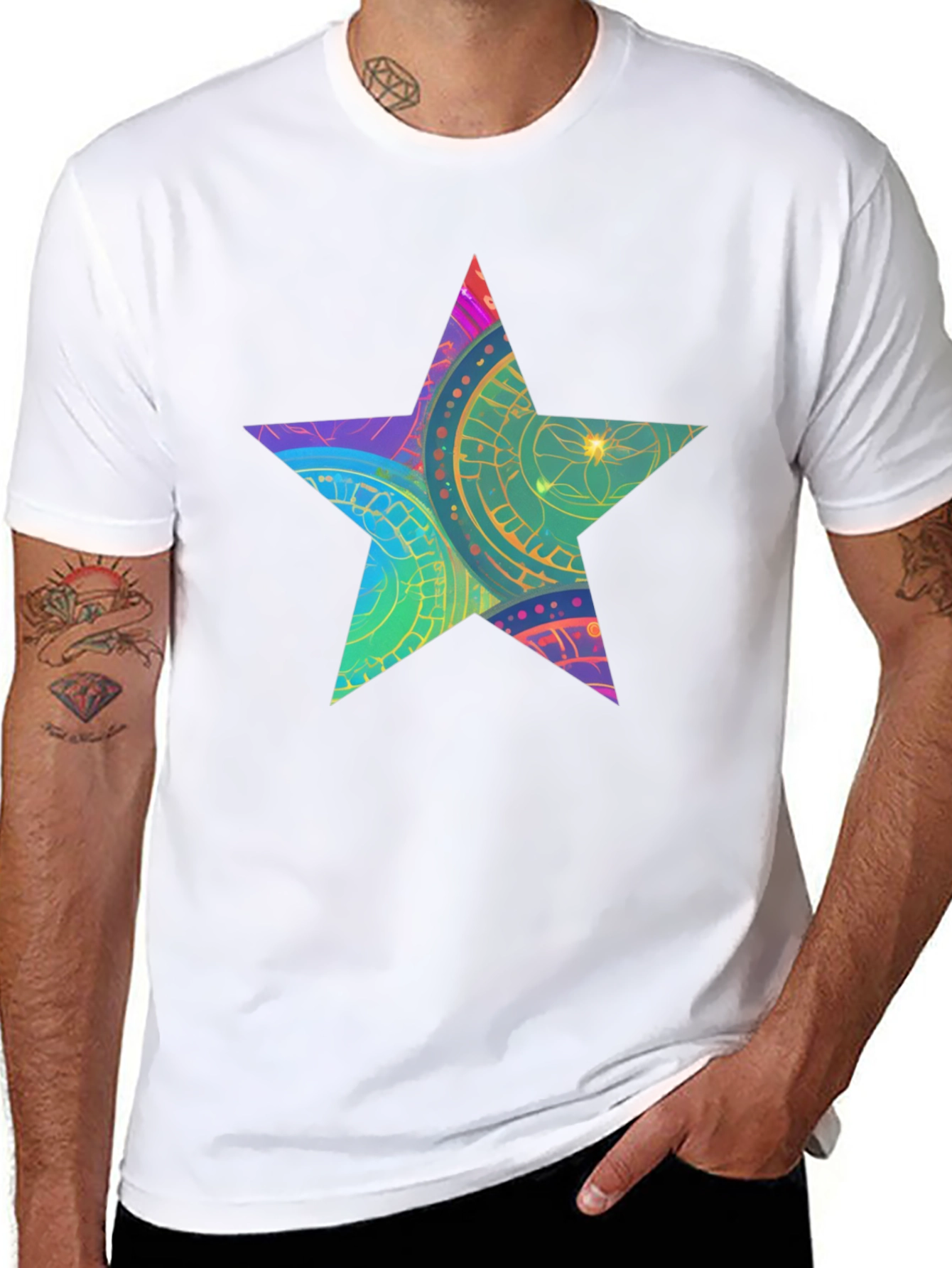 Star Graphic Black T-Shirt - Mens Casual Tee