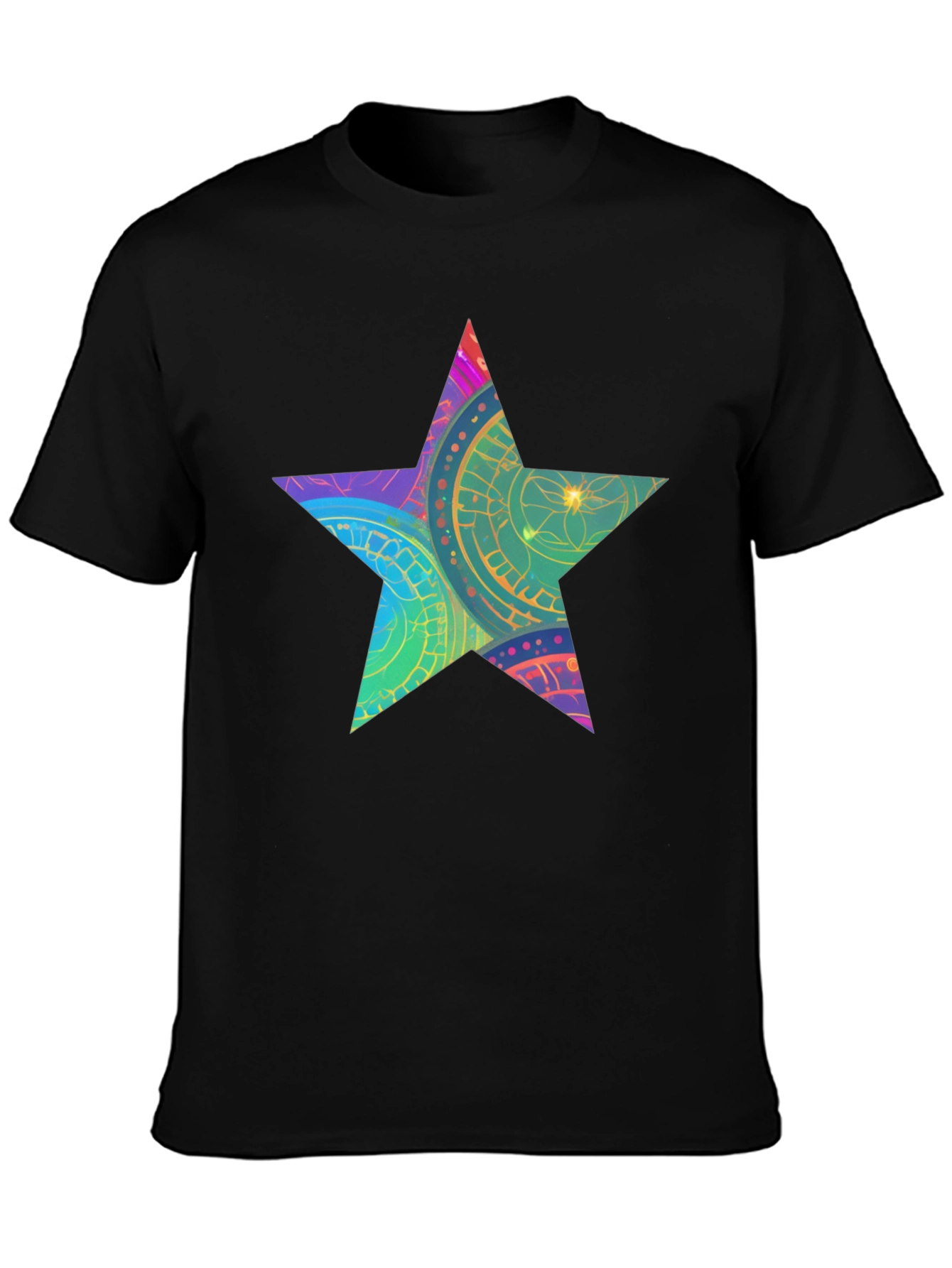 Star Graphic Black T-Shirt - Mens Casual Tee