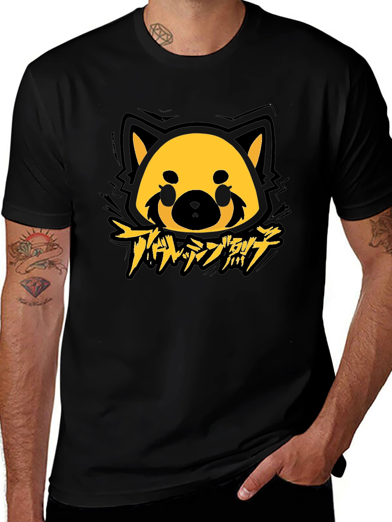 Aggretsuko Red Panda Graphic Tee - Black