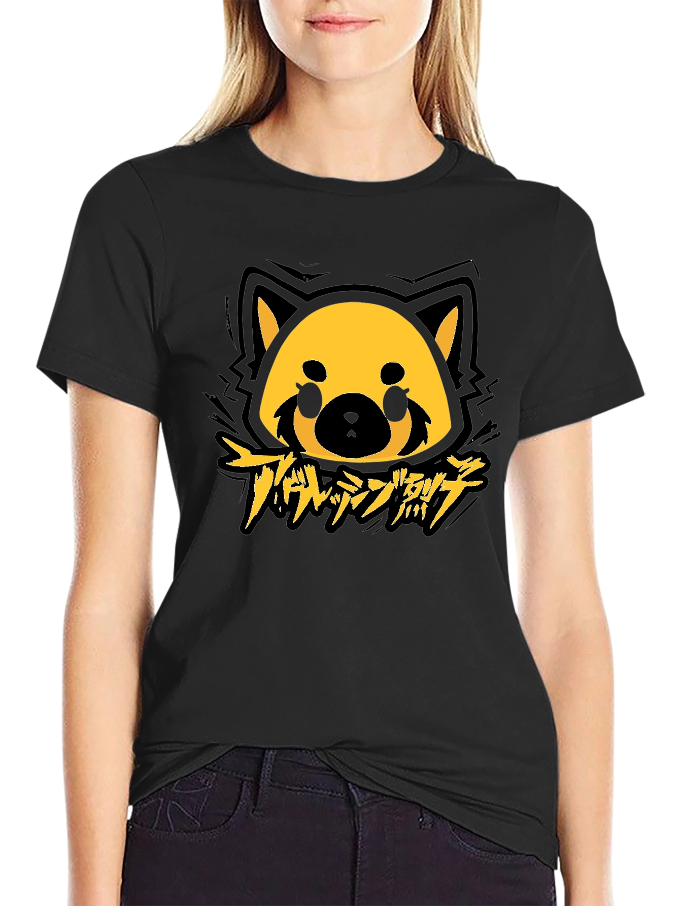 Aggretsuko Red Panda Graphic Tee - Black