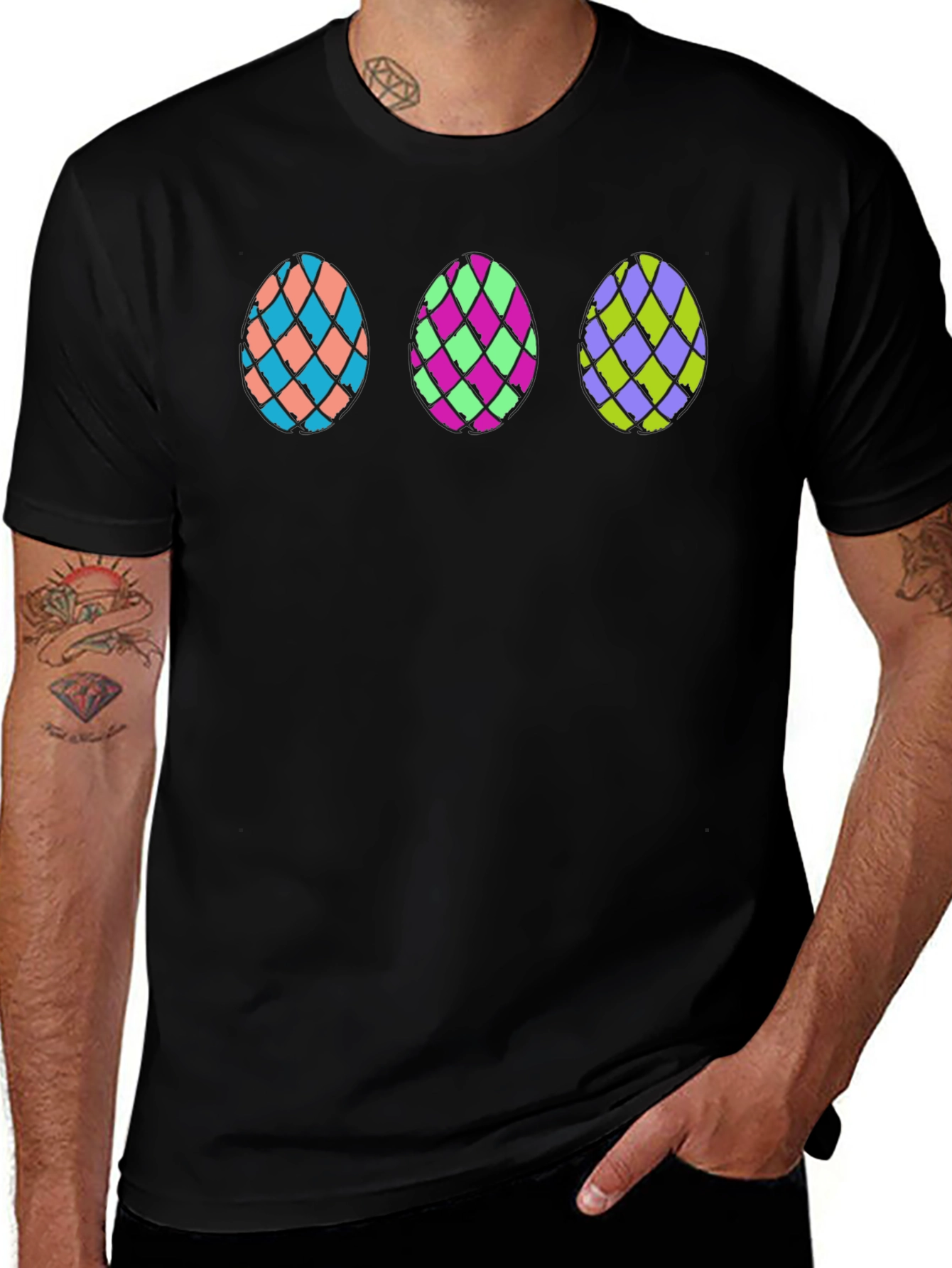 Easter Egg Graphic T-Shirt - Black