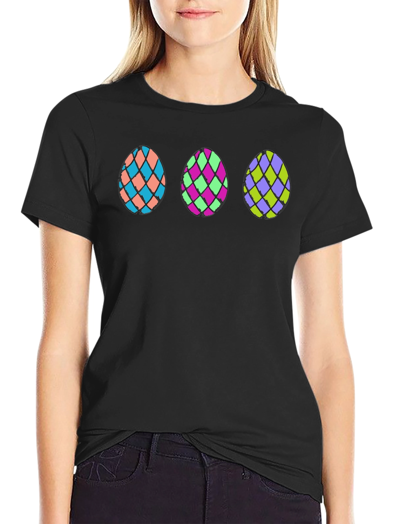 Easter Egg Graphic T-Shirt - Black