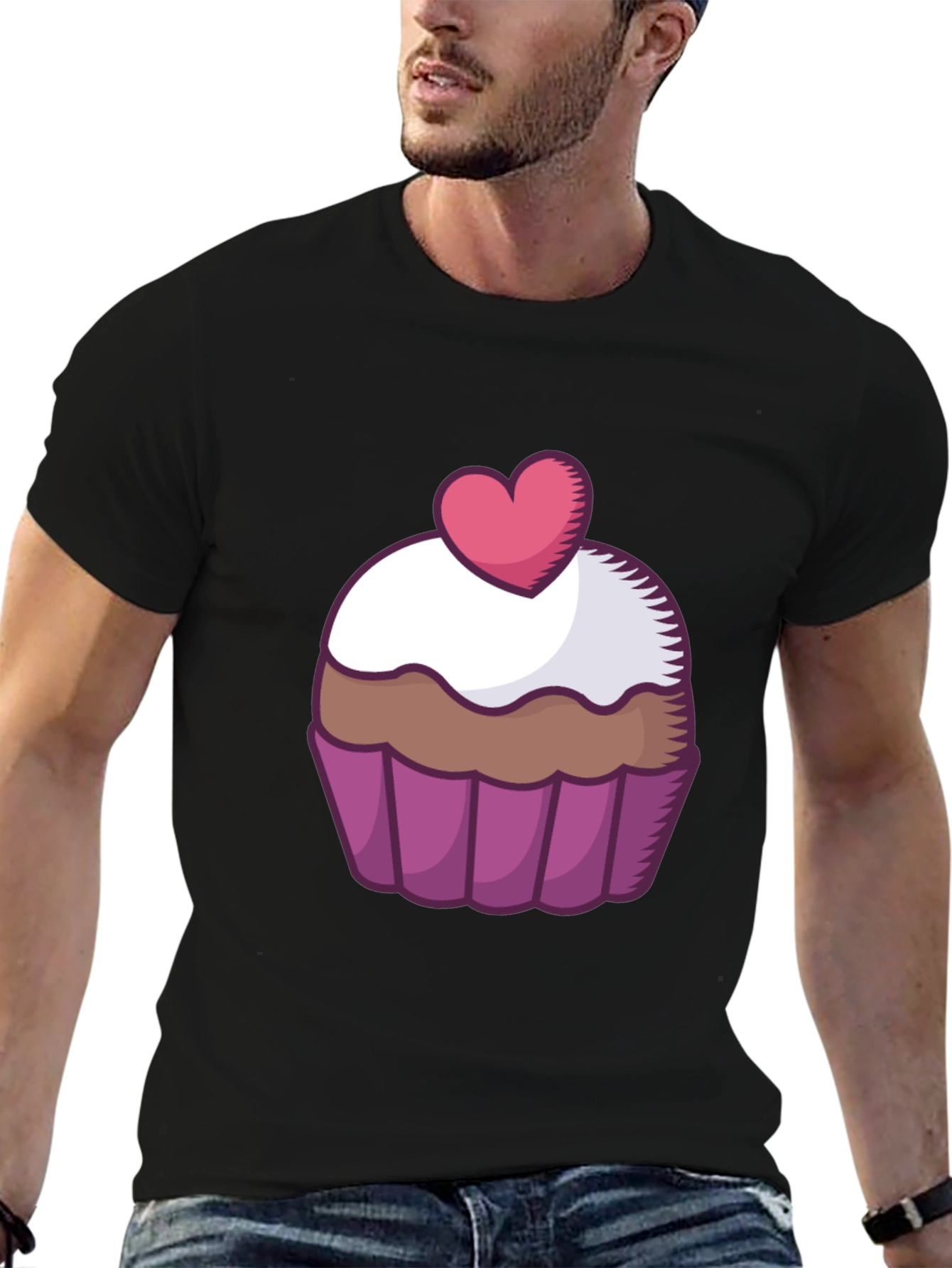 Cupcake Heart Graphic Tee - Sweet Treat Shirt