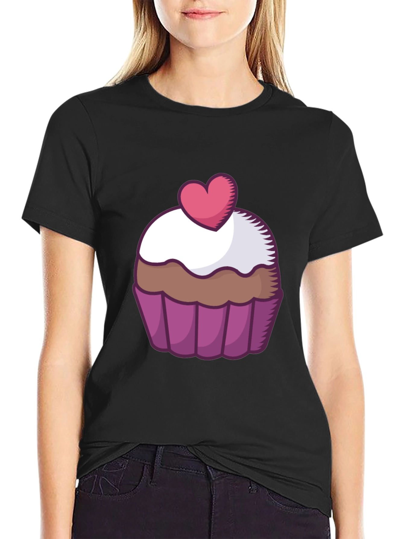 Cupcake Heart Graphic Tee - Sweet Treat Shirt