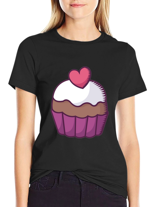 Cupcake Heart Graphic Tee - Sweet Treat Shirt