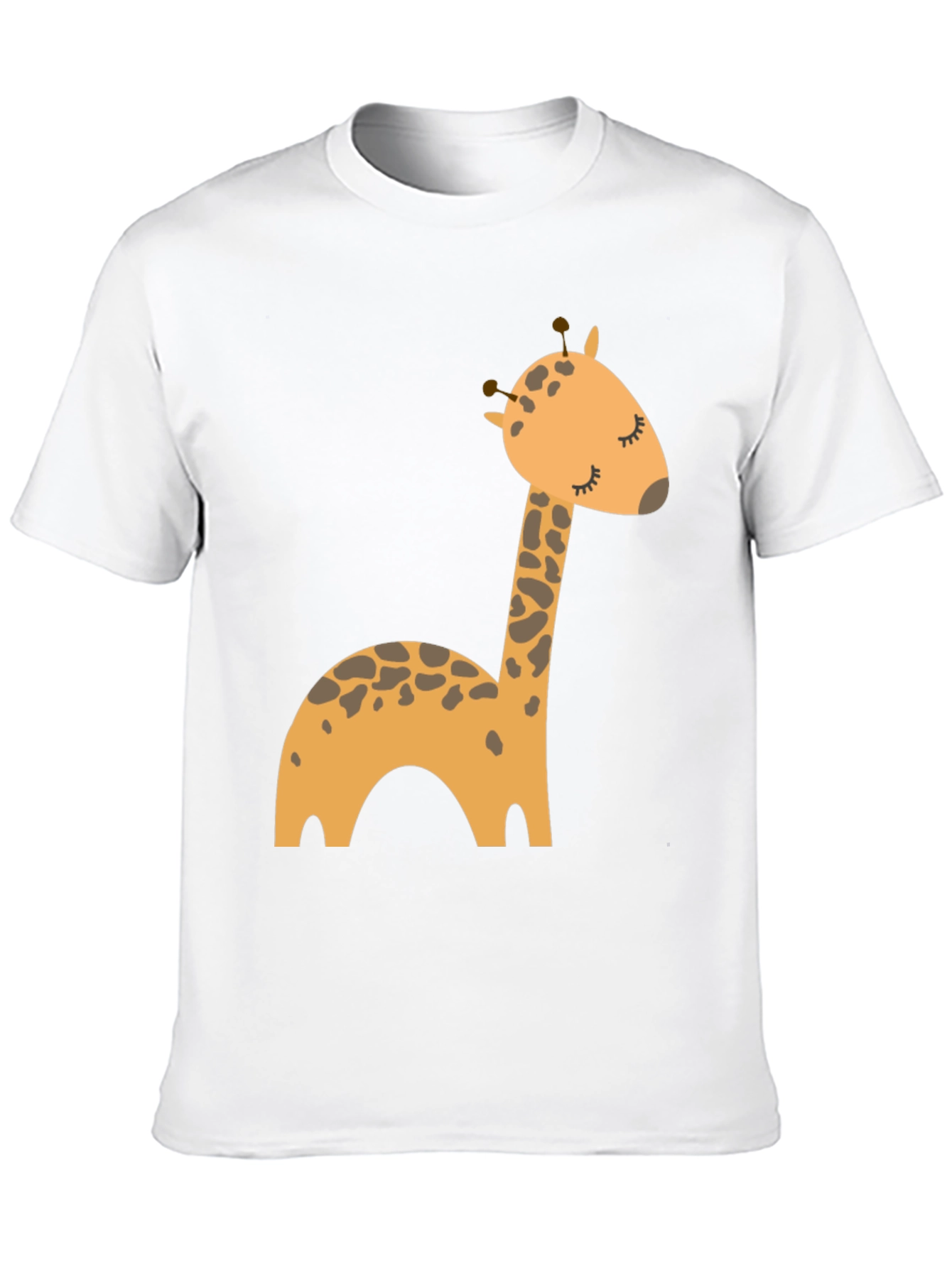 Cute Giraffe Cartoon Black T-Shirt