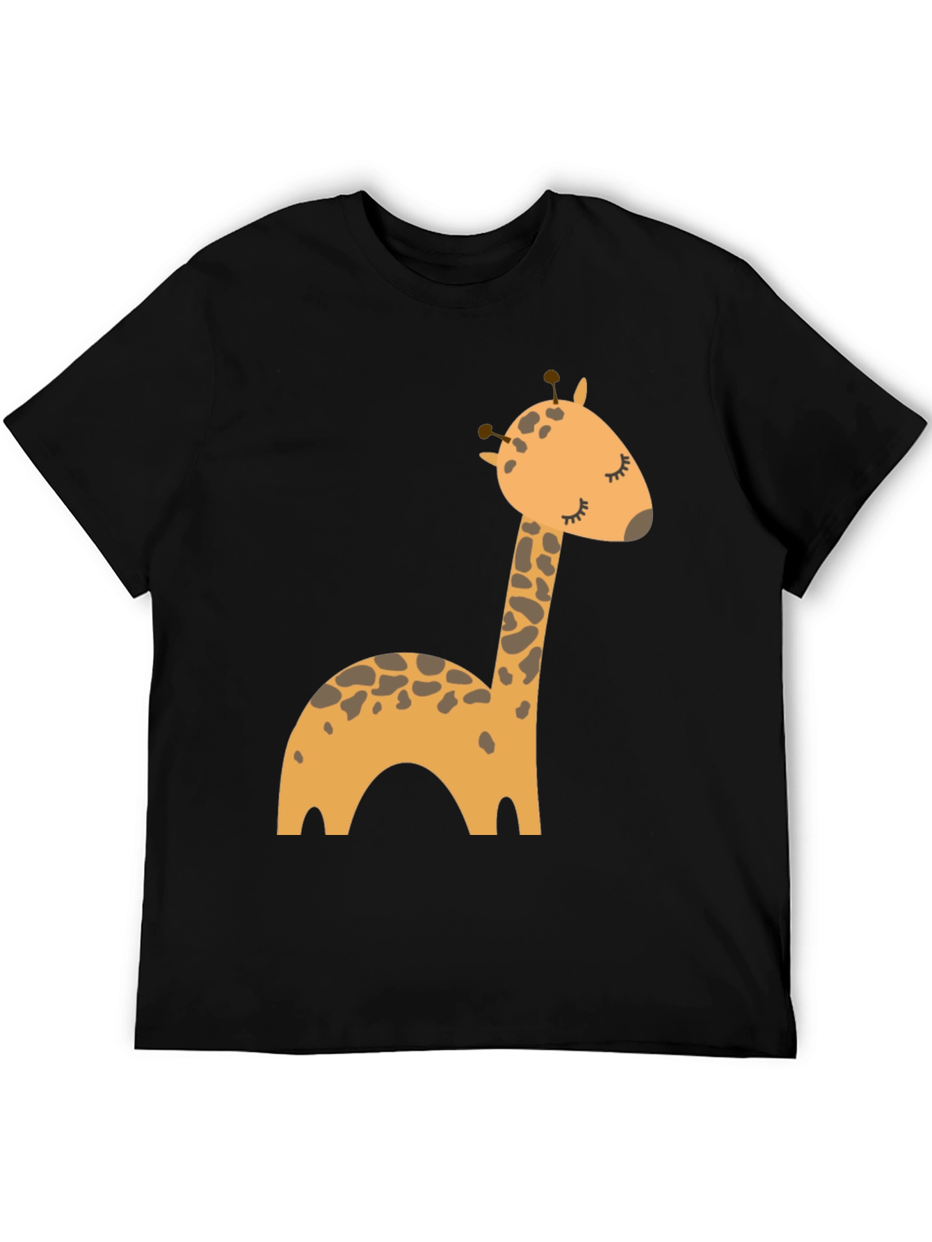 Cute Giraffe Cartoon Black T-Shirt