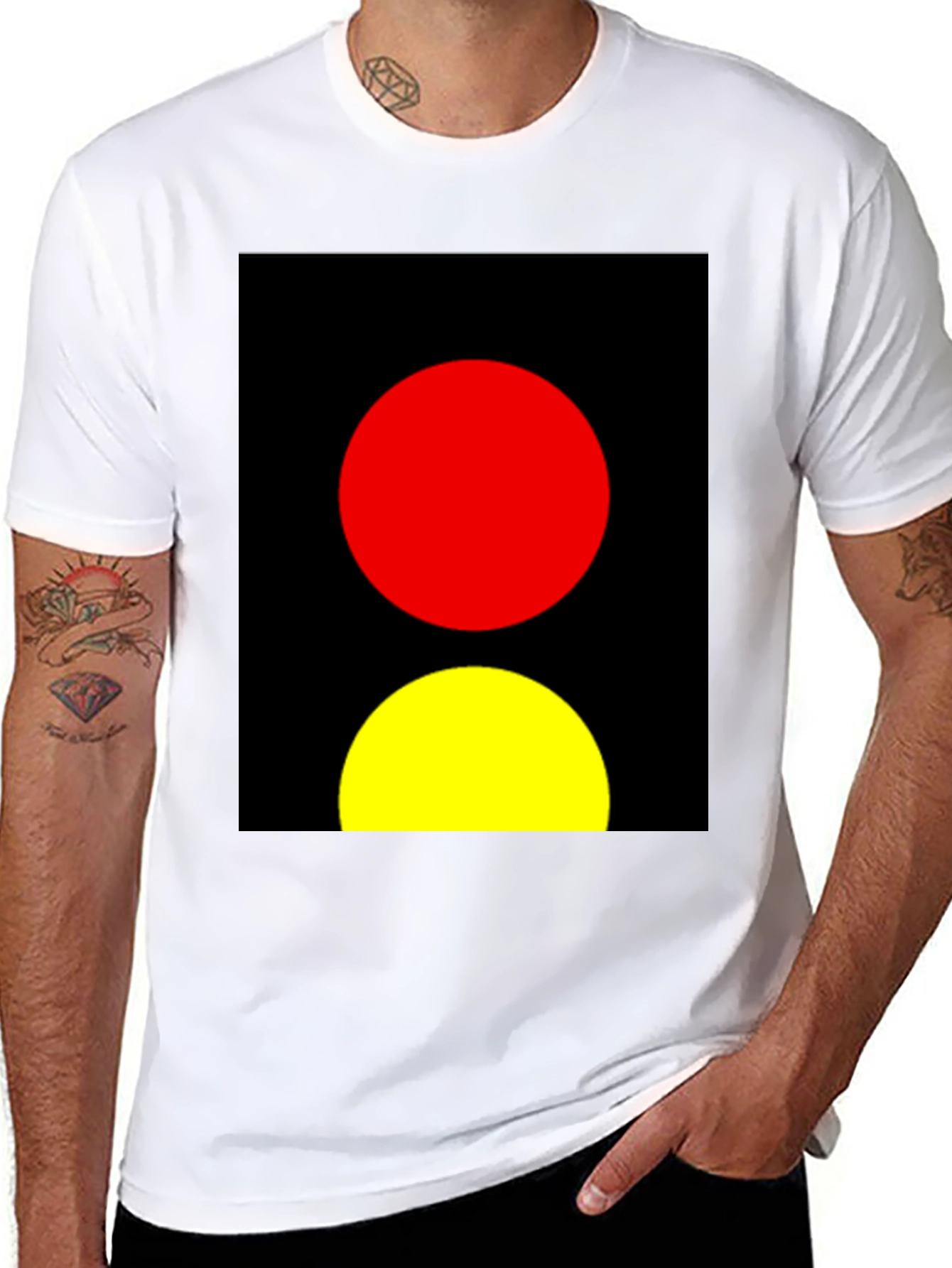 Abstract Red and Yellow Circles Graphic Tee