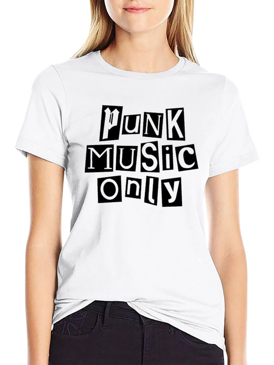 Punk Music Only Graphic Tee - Black Crew Neck T-Shirt