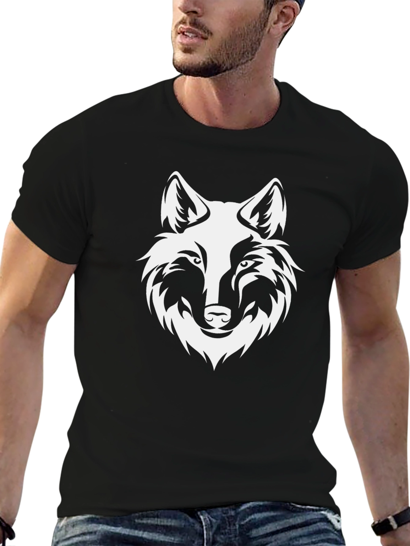 Wolf Head Graphic Black T-Shirt
