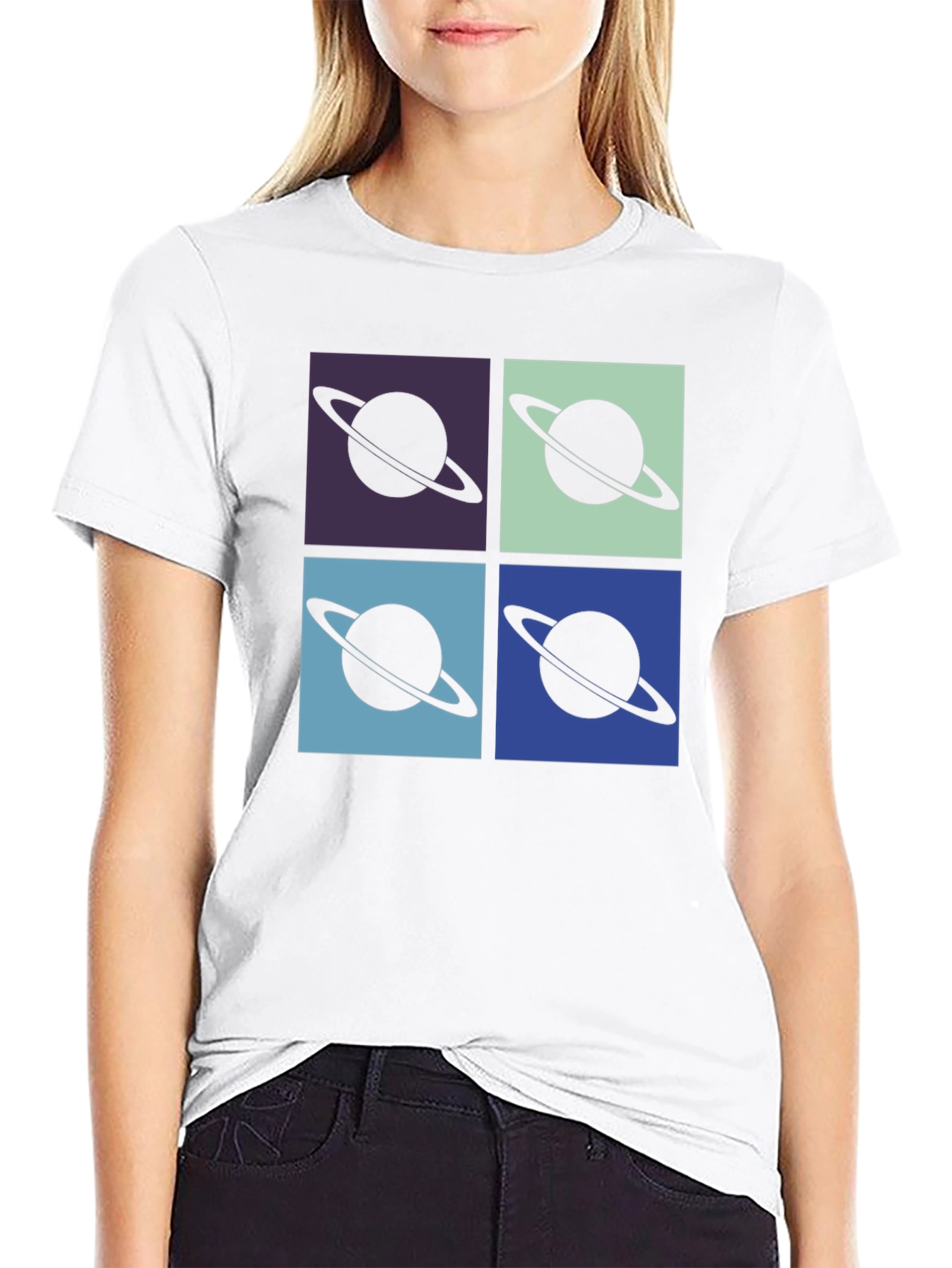 Retro Saturn Graphic T-Shirt - Pop Art Design