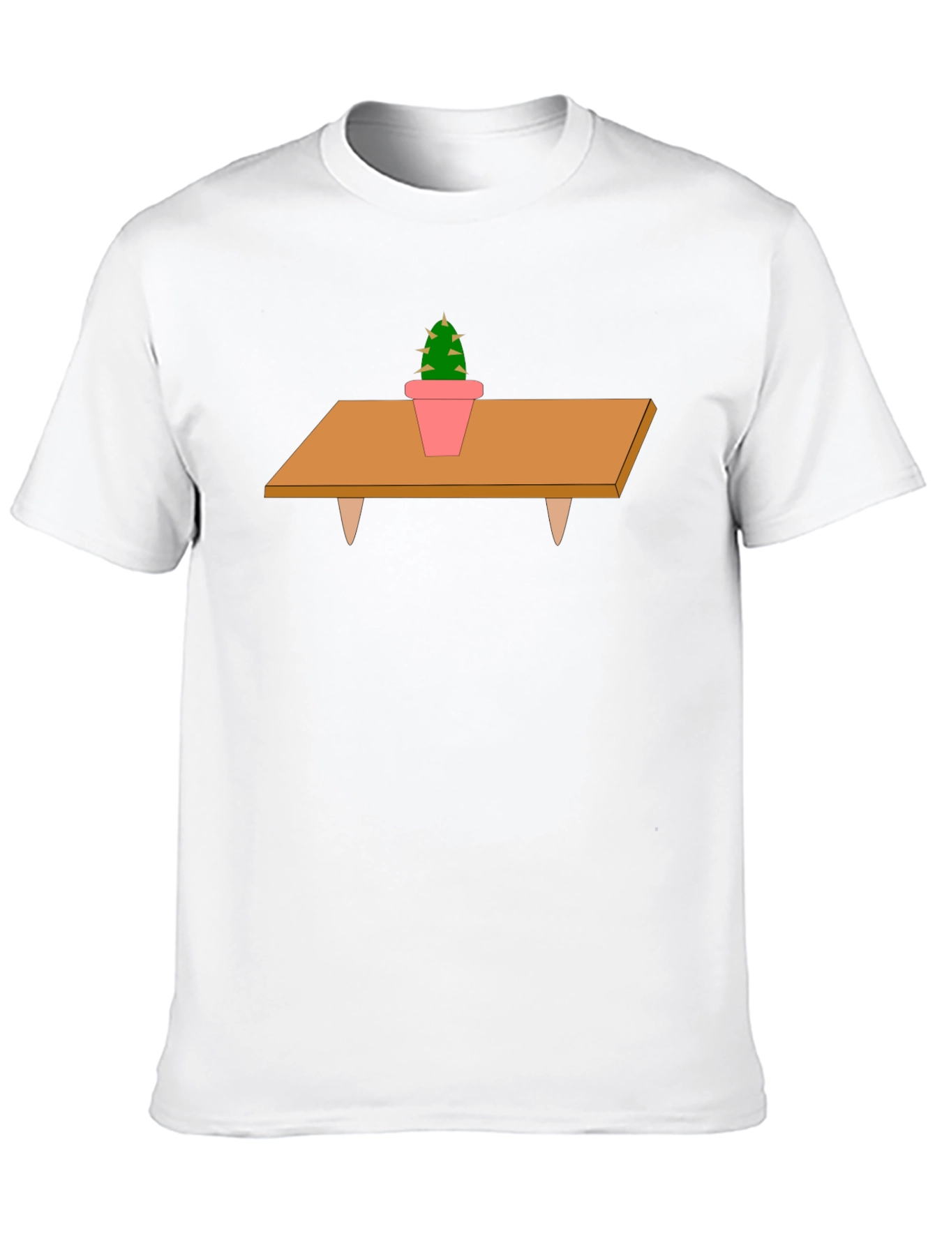 Cactus on Table Graphic T-Shirt - Unique Print Tee