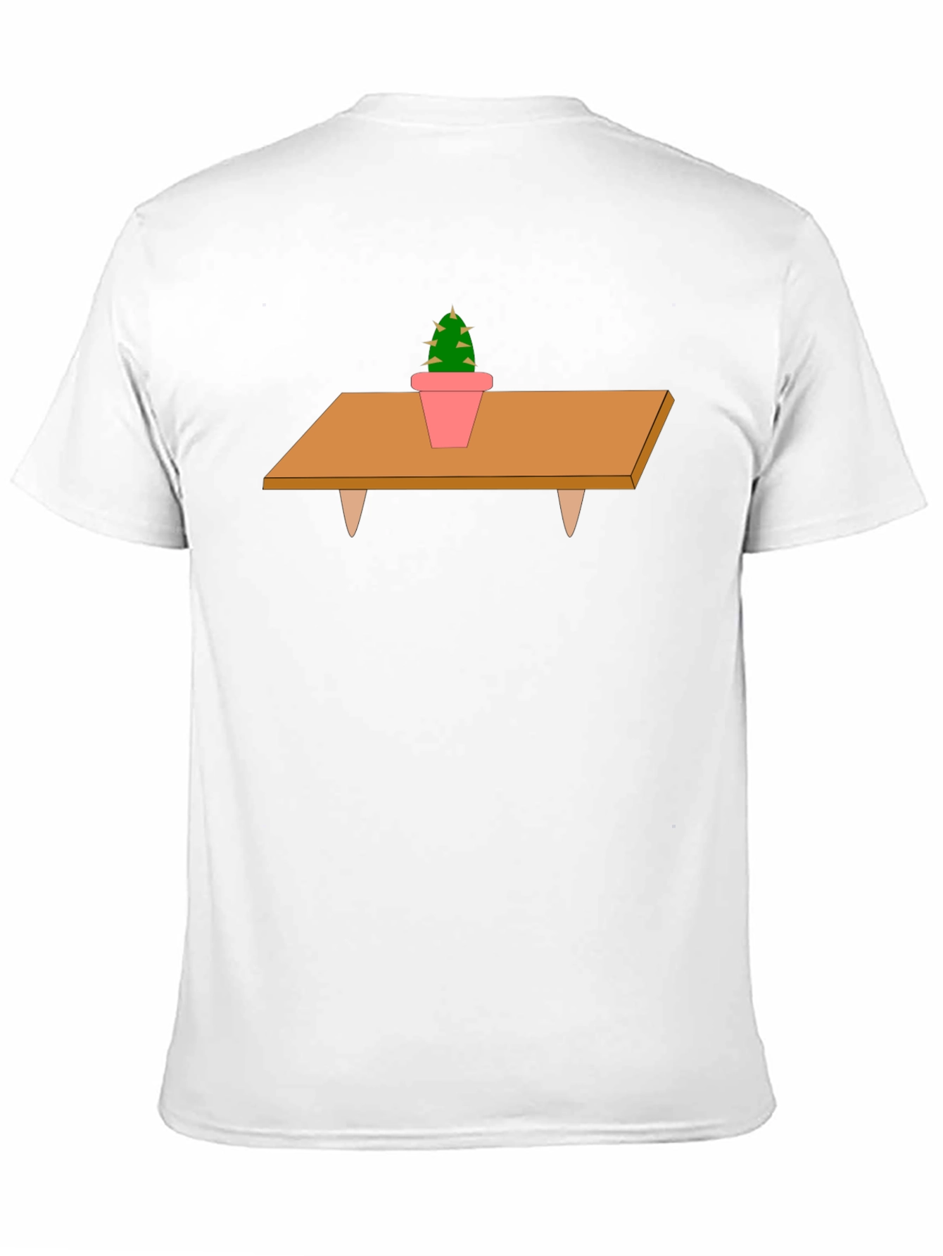 Cactus on Table Graphic T-Shirt - Unique Print Tee