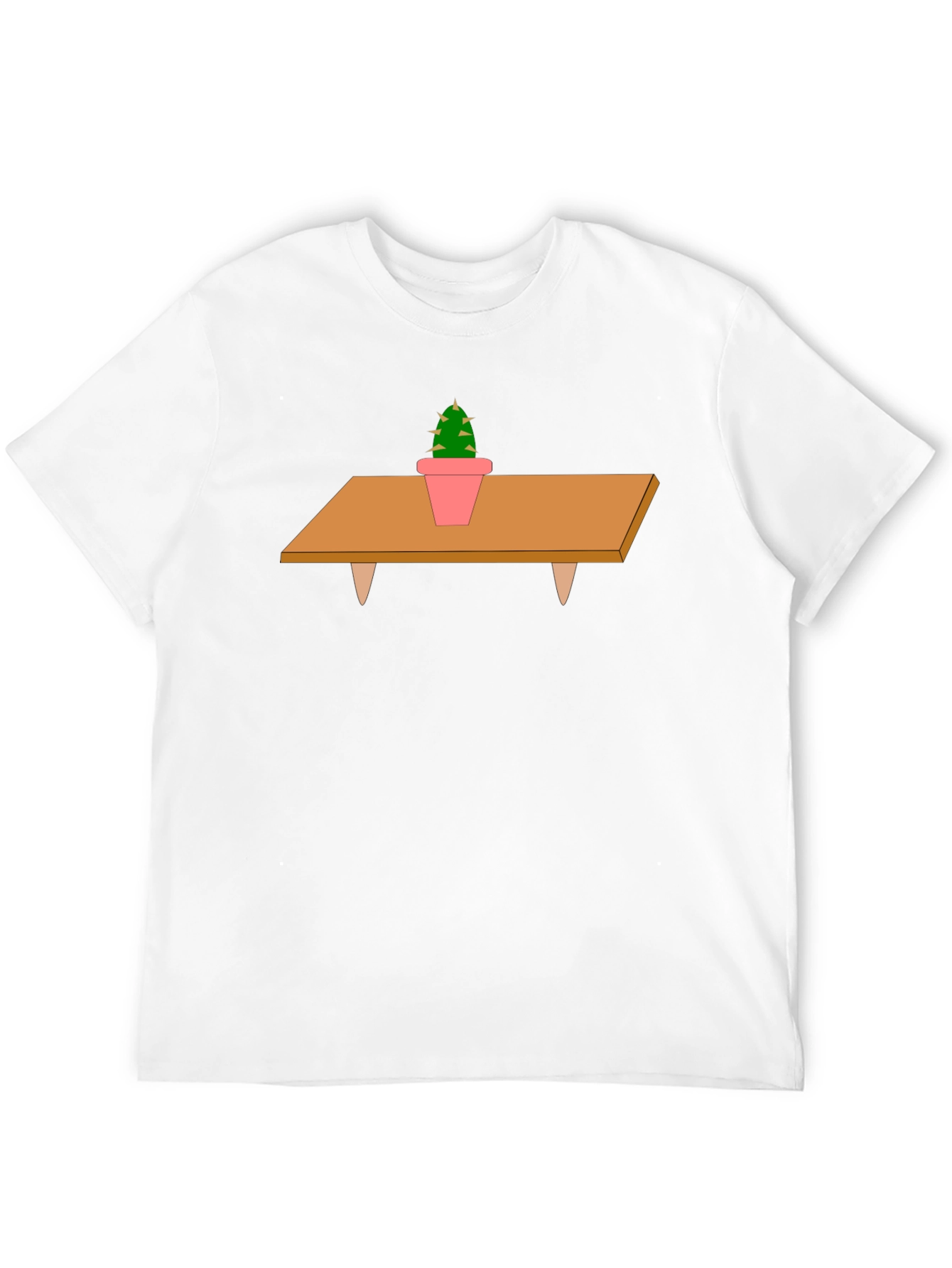 Cactus on Table Graphic T-Shirt - Unique Print Tee