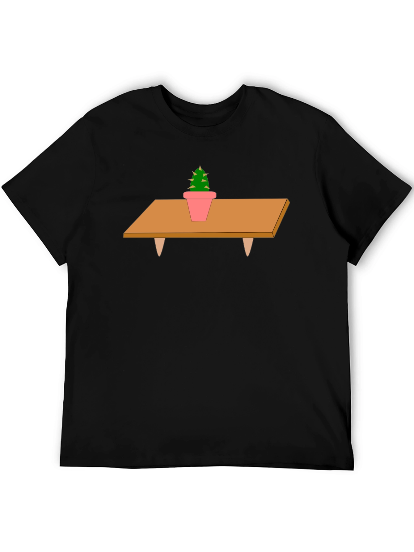 Cactus on Table Graphic T-Shirt - Unique Print Tee