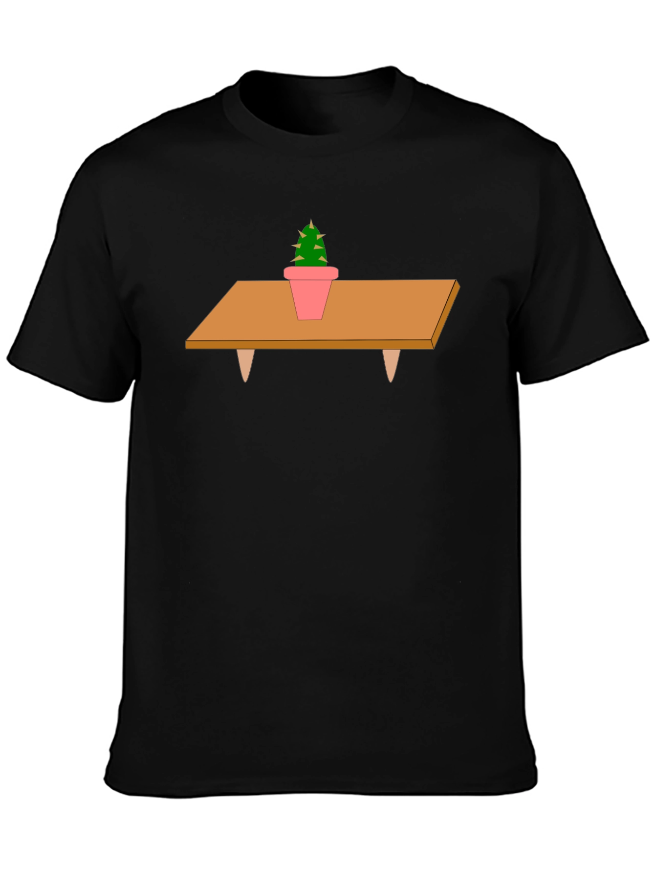Cactus on Table Graphic T-Shirt - Unique Print Tee