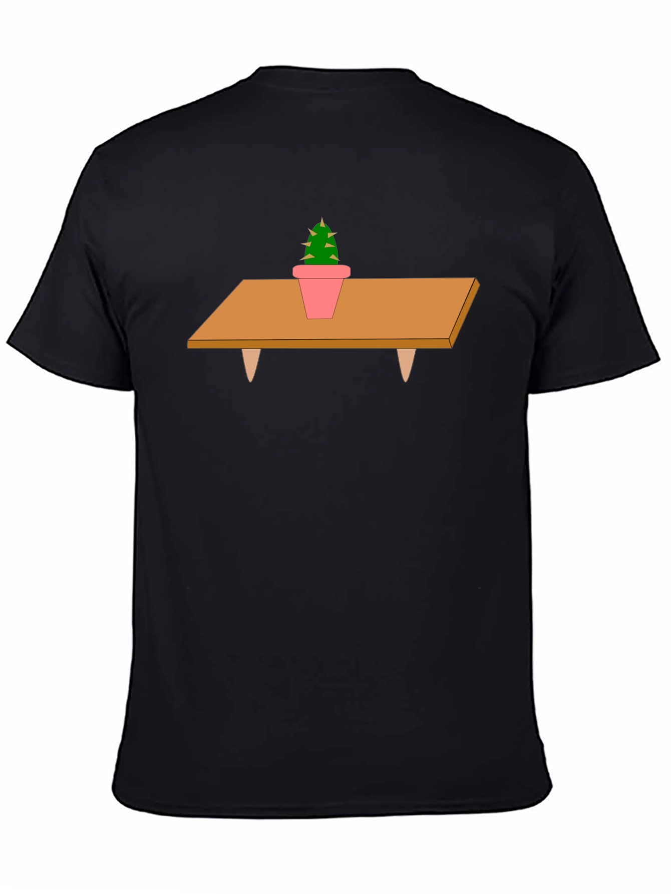 Cactus on Table Graphic T-Shirt - Unique Print Tee