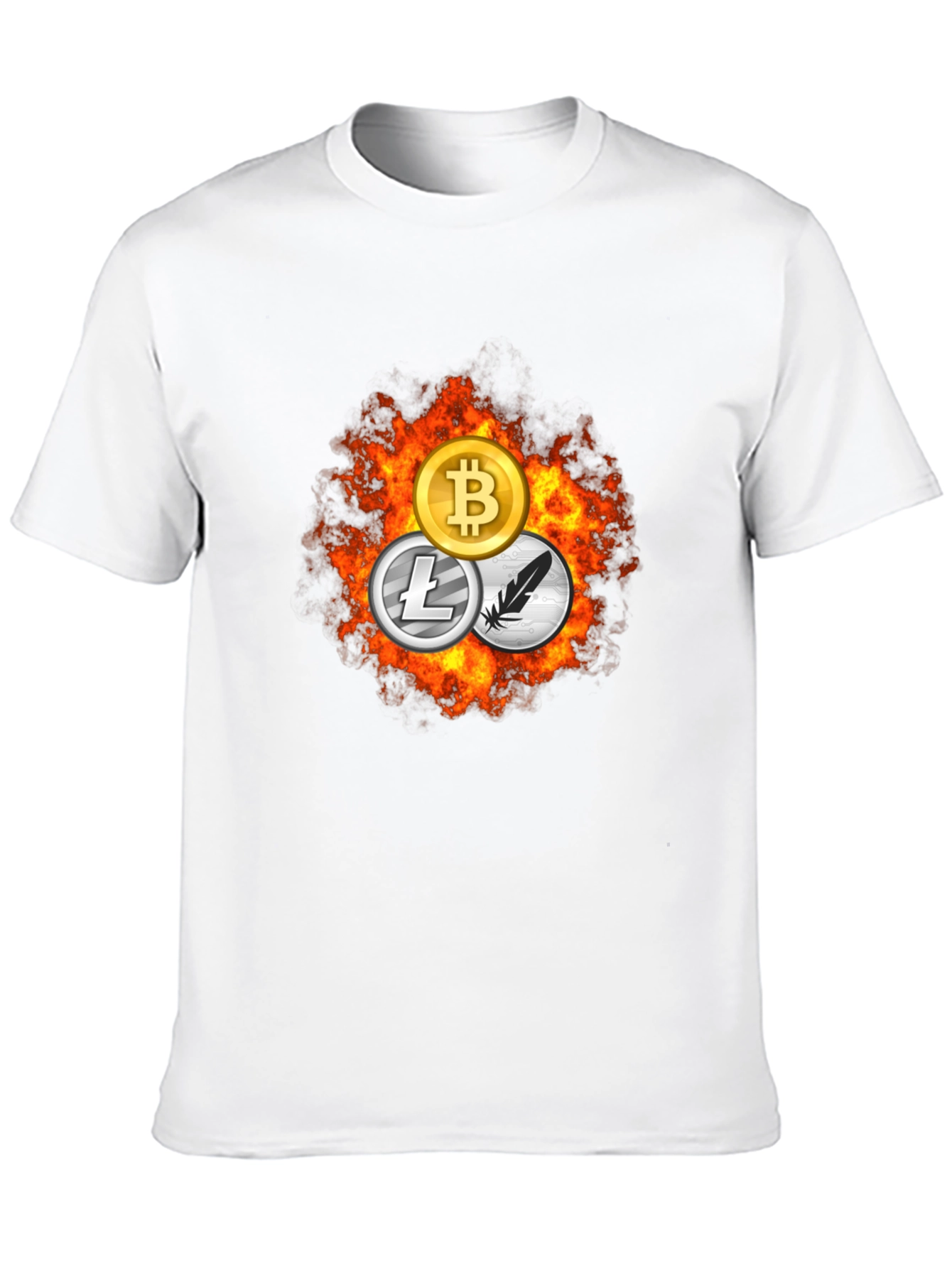 Crypto Coin T-Shirt - Bitcoin Litecoin Feathercoin