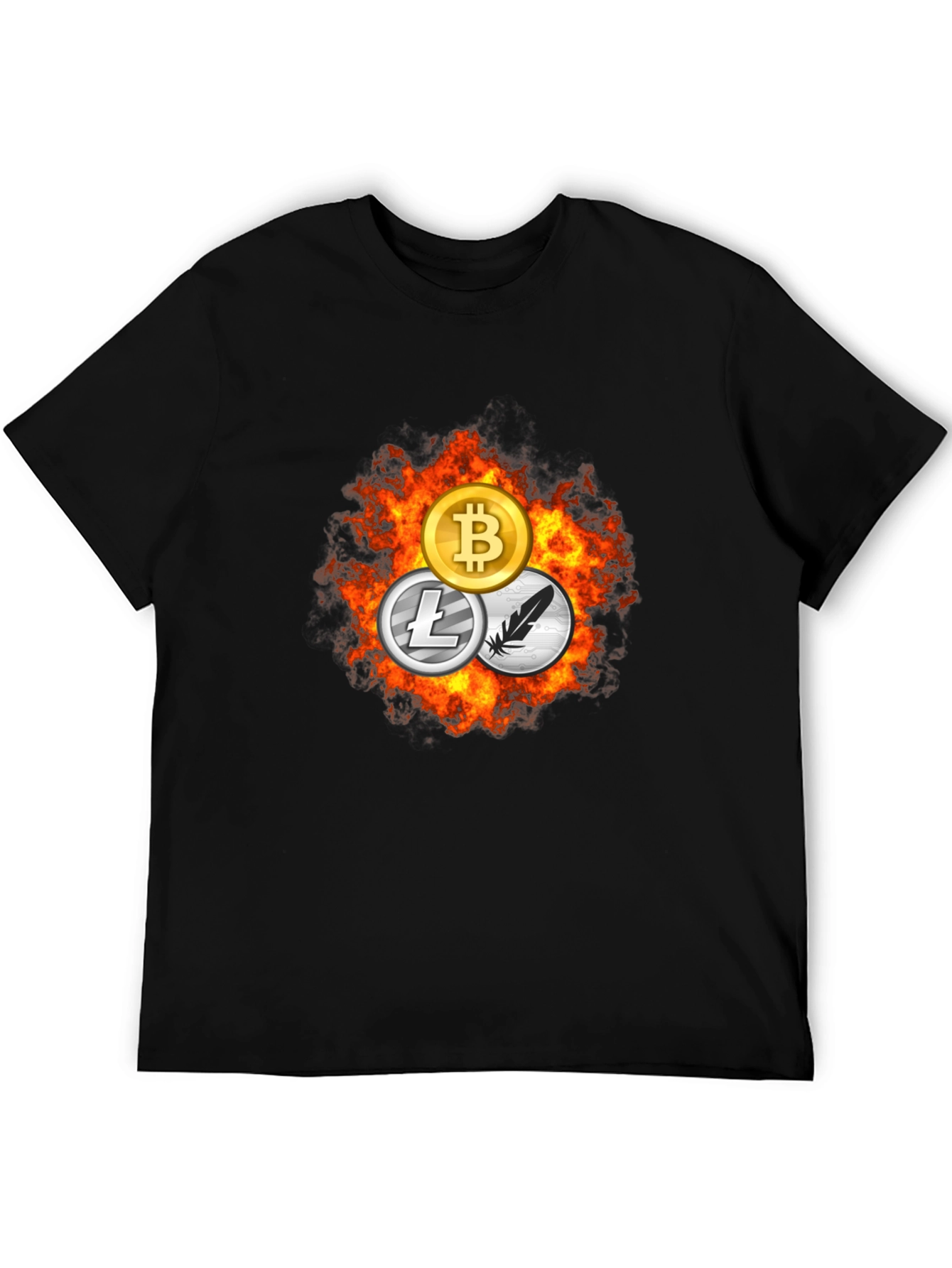 Crypto Coin T-Shirt - Bitcoin Litecoin Feathercoin