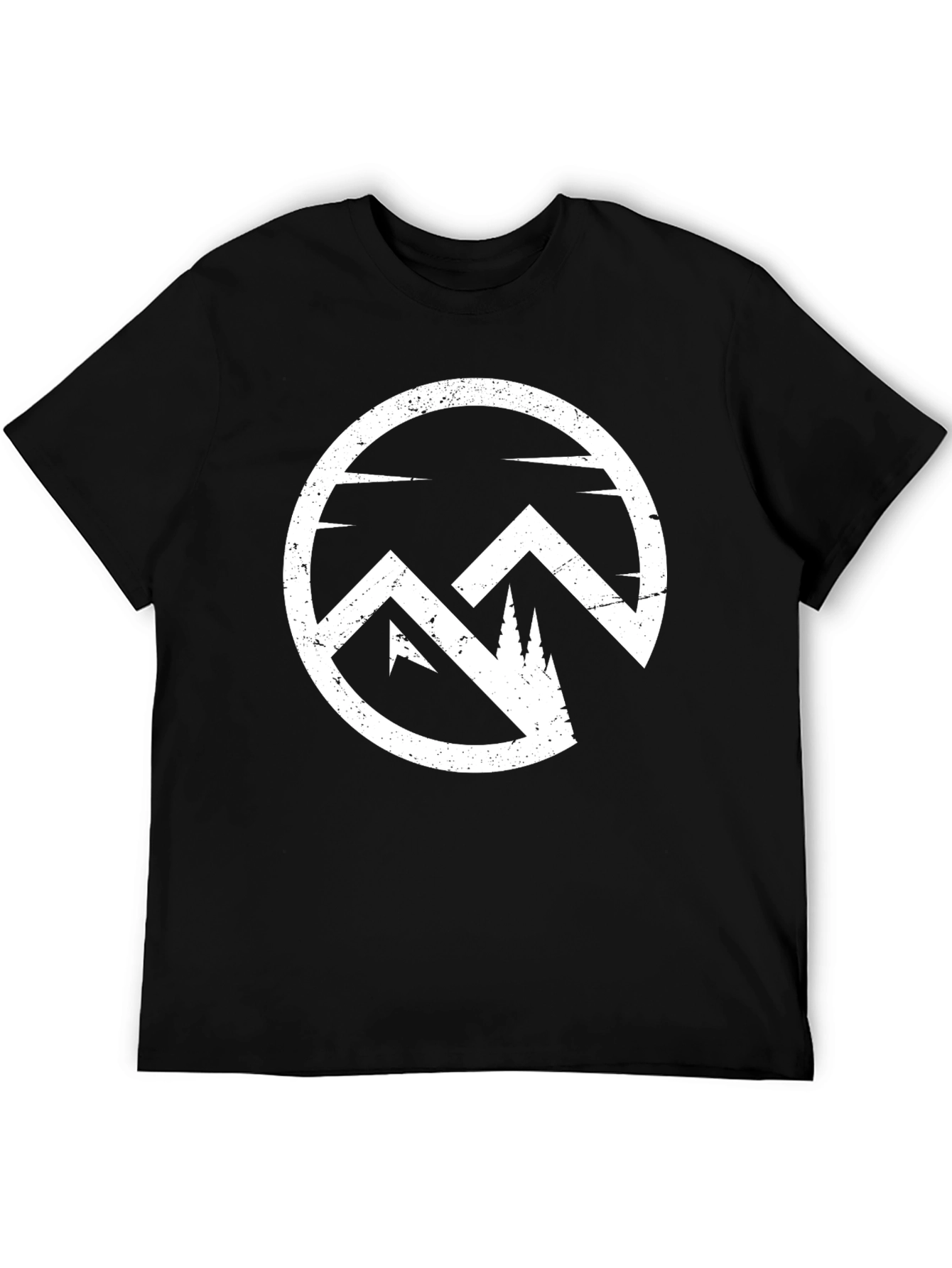 Mountain Circle Graphic Tee - Black Cotton Blend T-Shirt