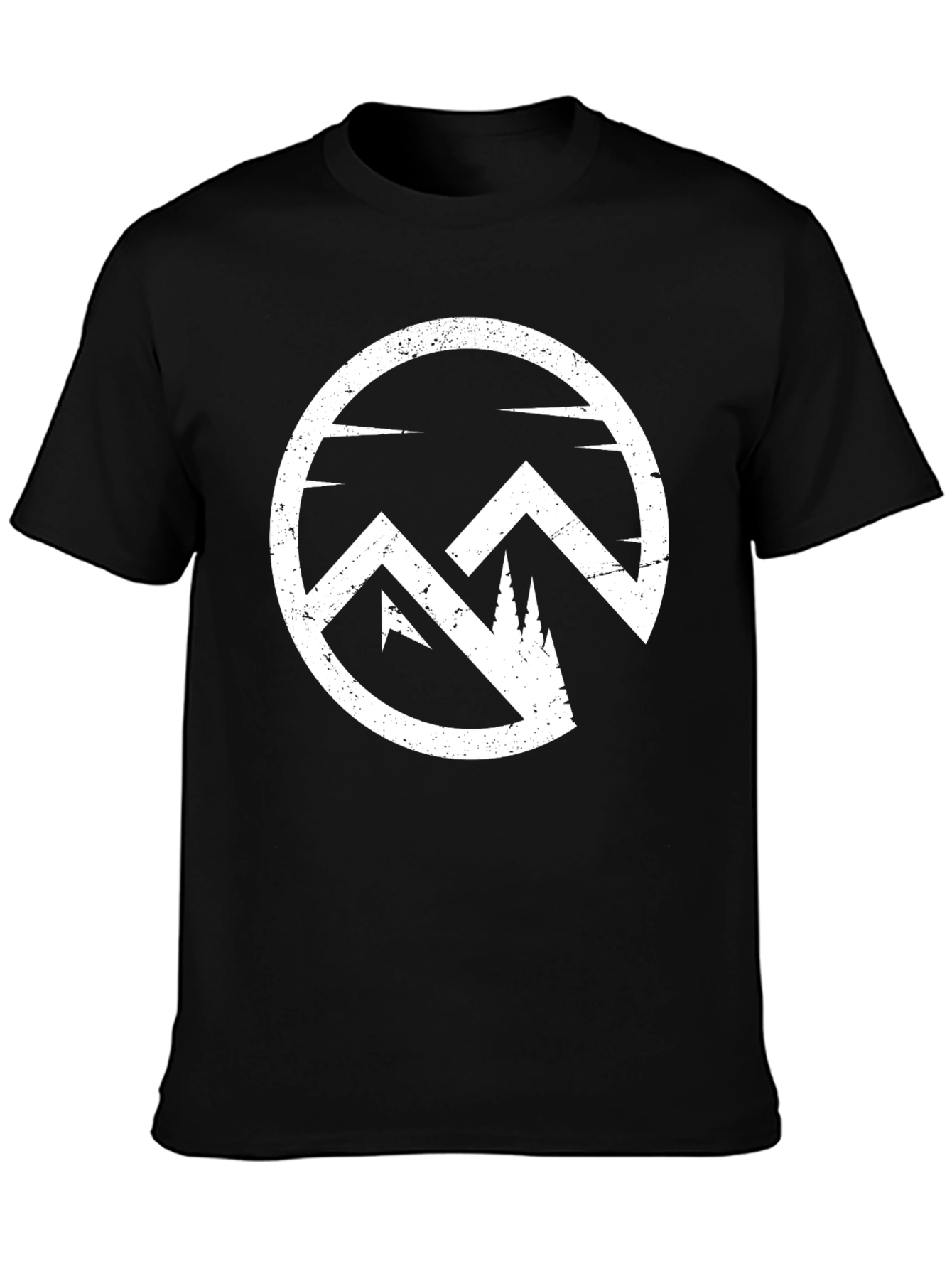 Mountain Circle Graphic Tee - Black Cotton Blend T-Shirt