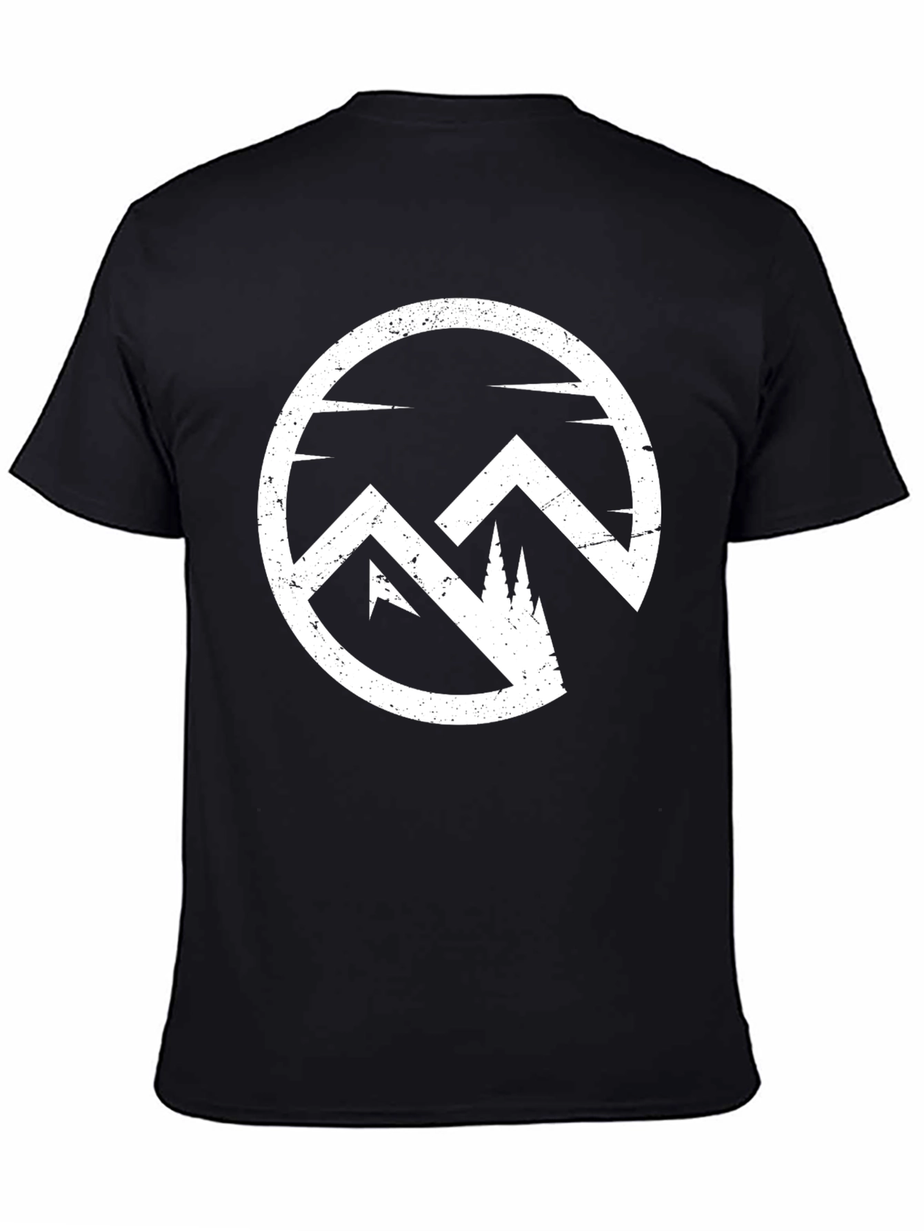 Mountain Circle Graphic Tee - Black Cotton Blend T-Shirt