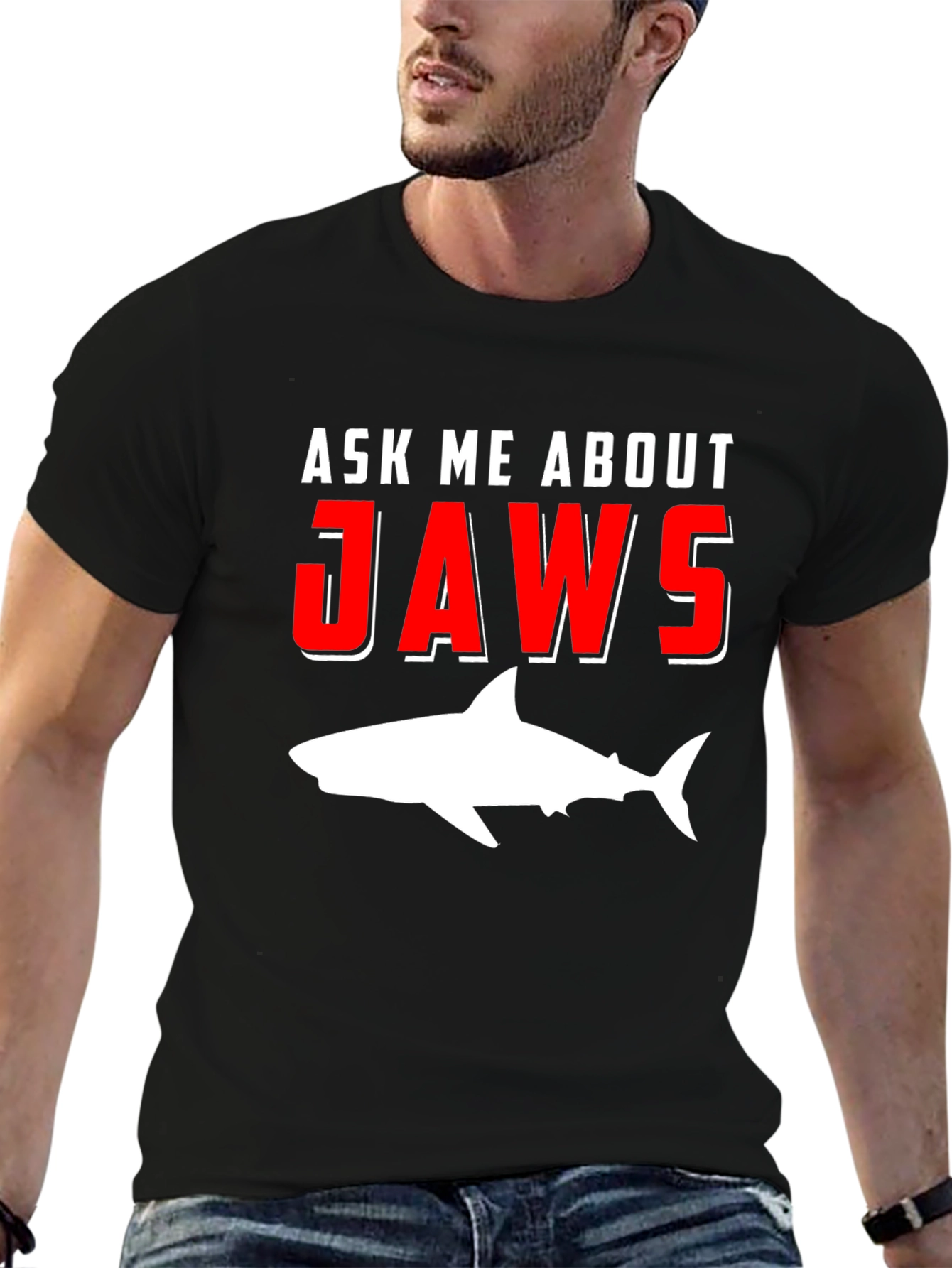 Ask Me About Jaws T-Shirt Shark Movie Tee