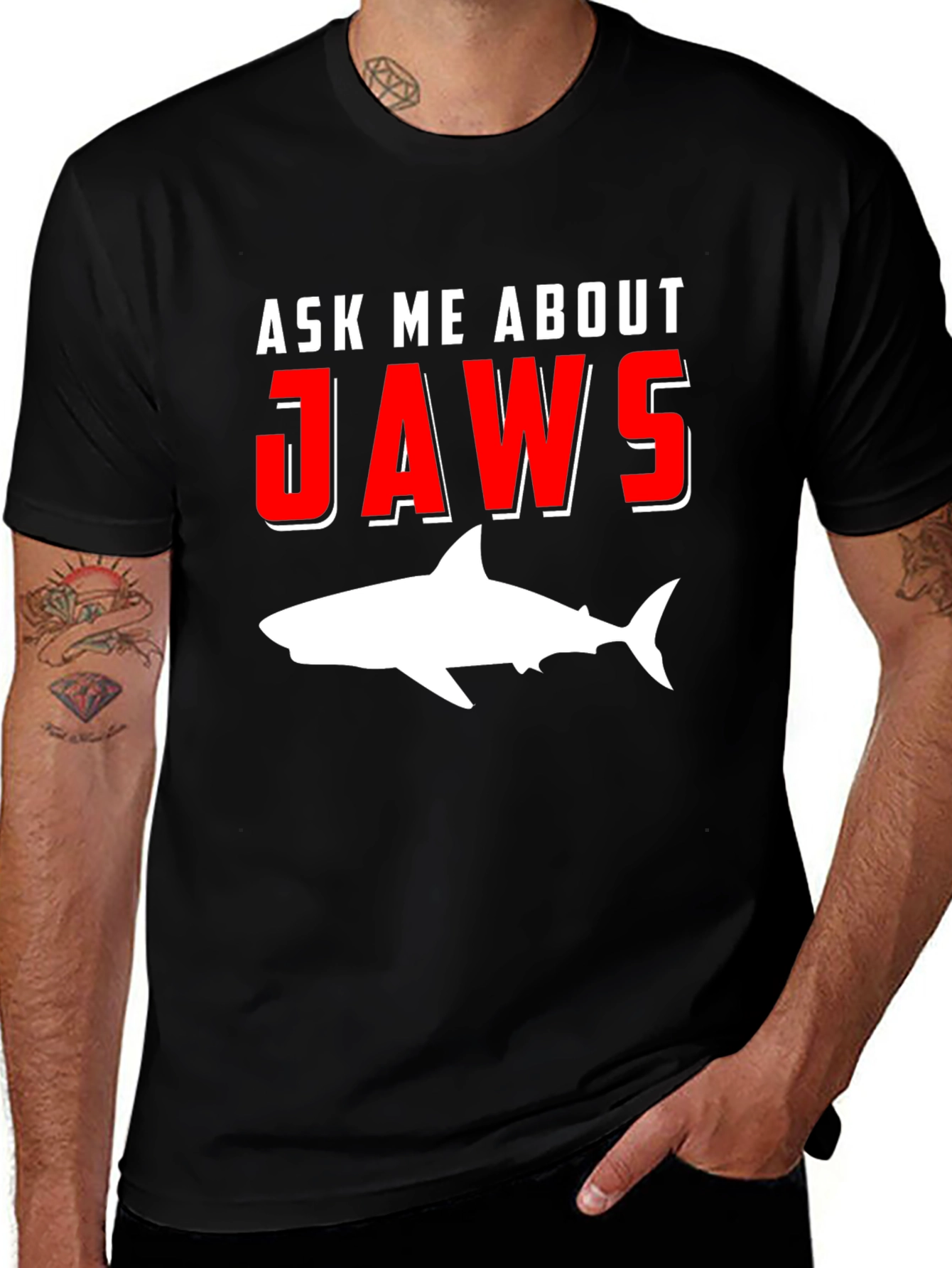 Ask Me About Jaws T-Shirt Shark Movie Tee