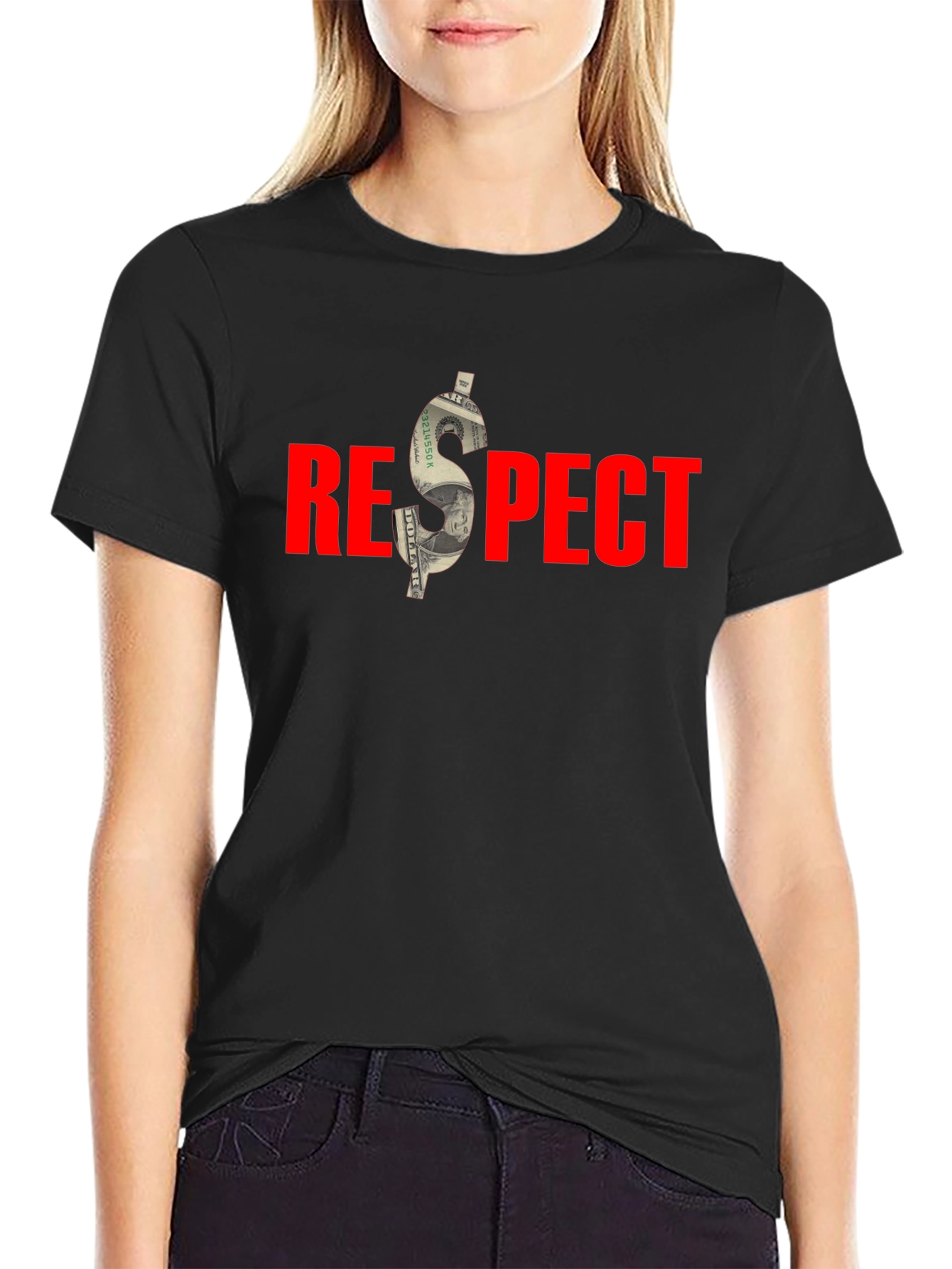 Respect Black T-Shirt - Money Graphic Tee