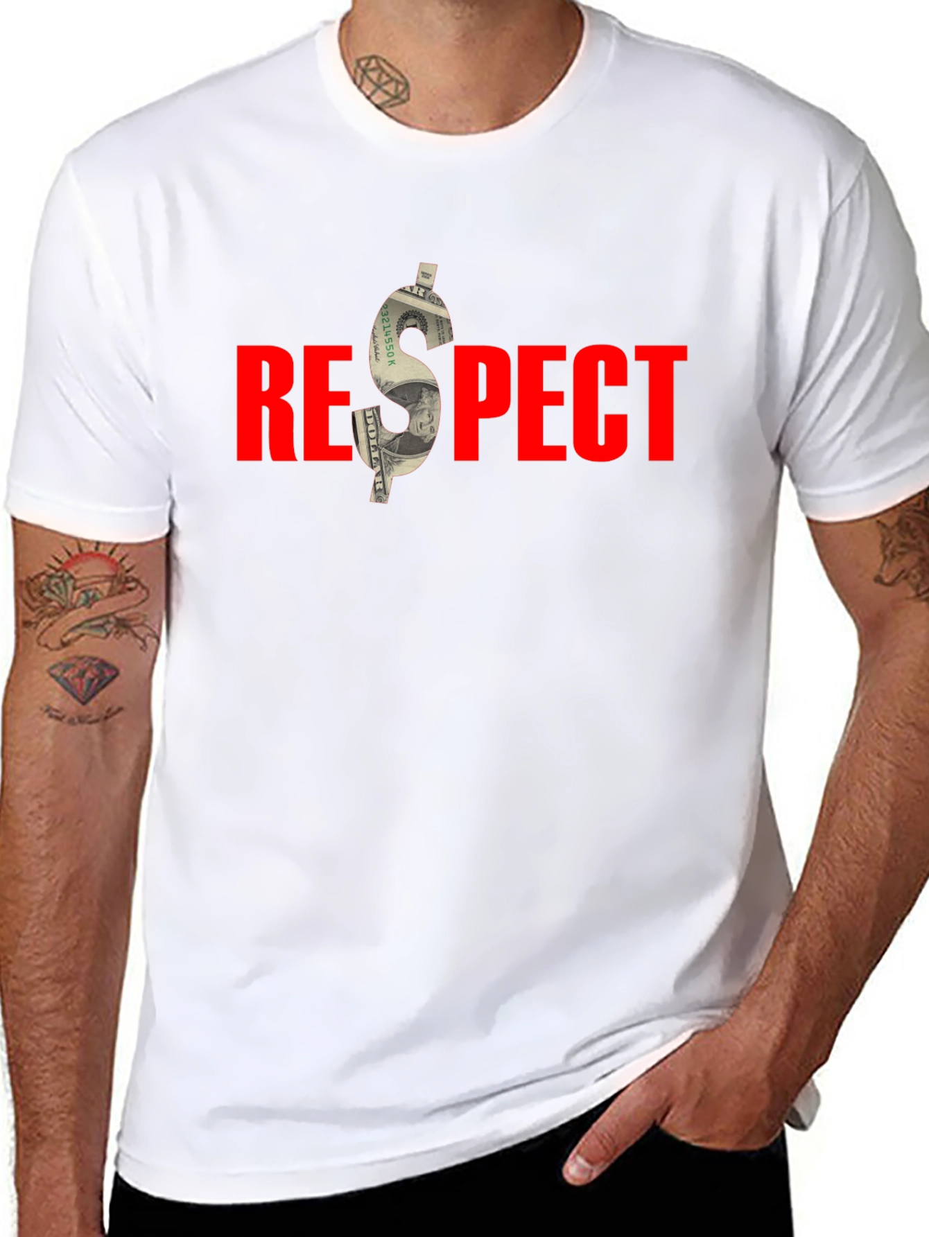 Respect Black T-Shirt - Money Graphic Tee