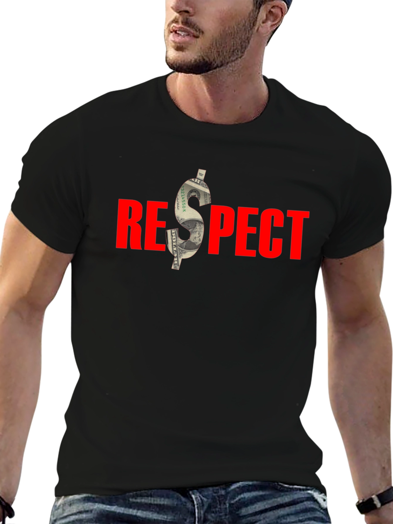 Respect Black T-Shirt - Money Graphic Tee