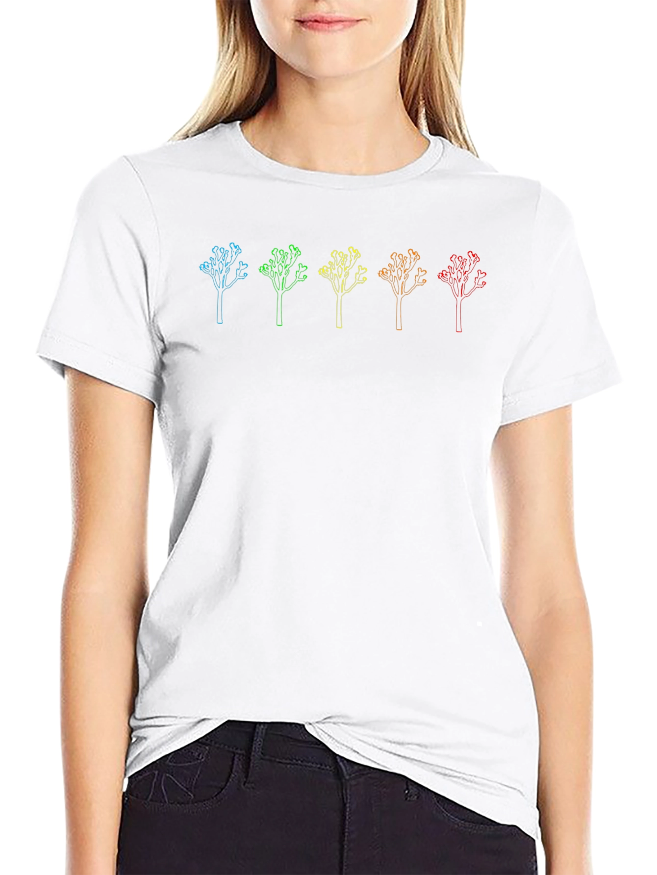 Rainbow Joshua Tree Graphic Tee - Black Cotton Blend