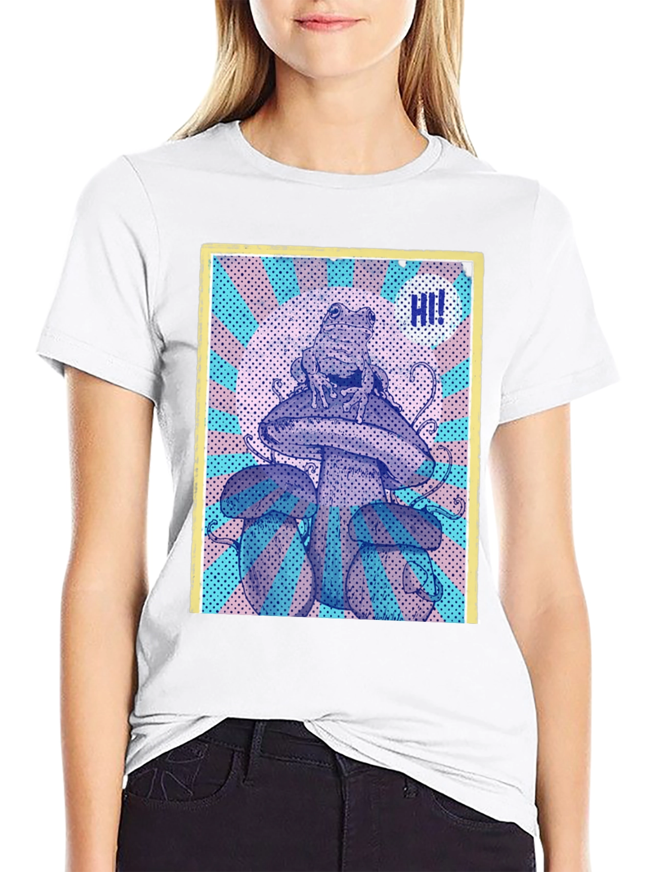 Frog on Mushroom Graphic Tee - Unique Design!