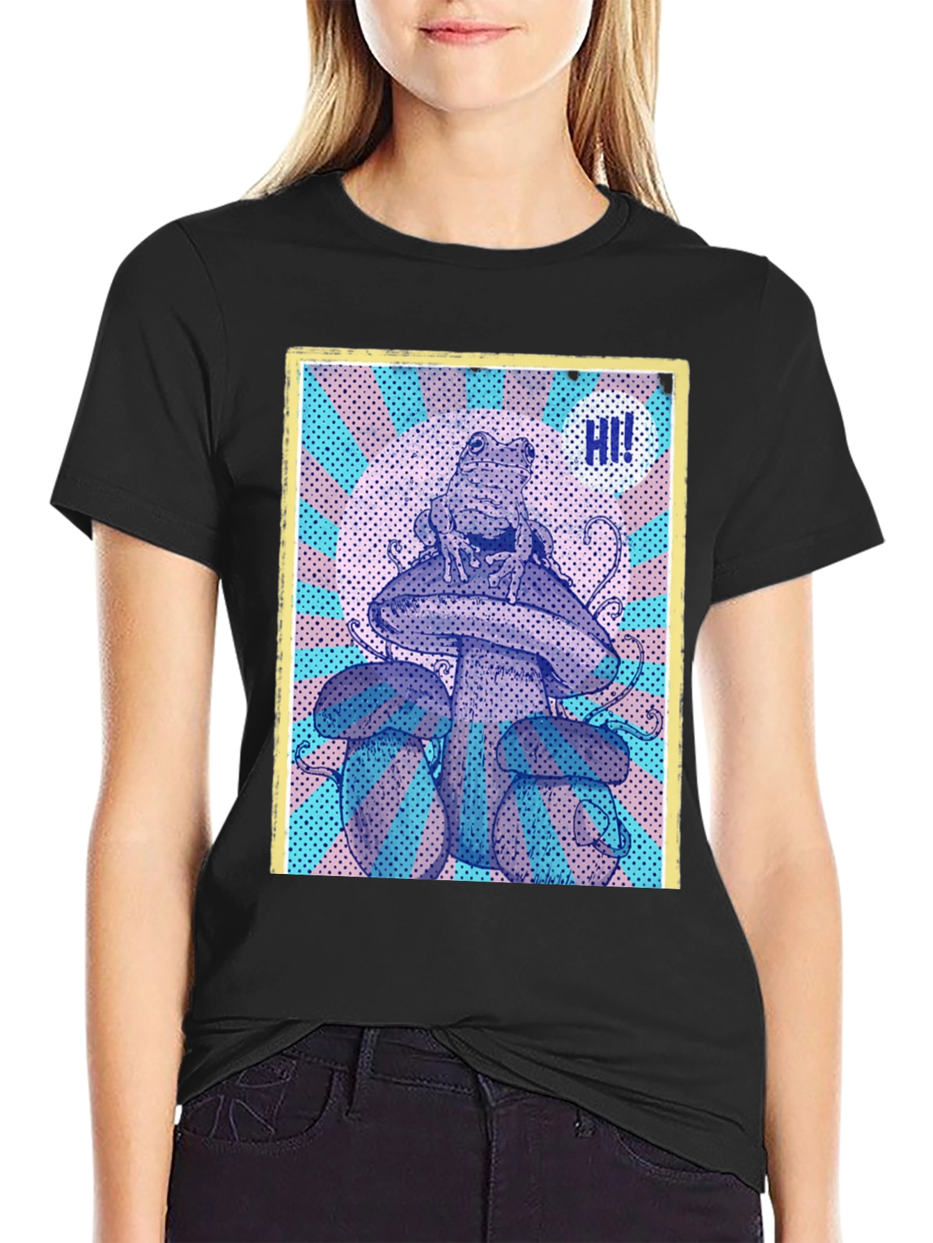 Frog on Mushroom Graphic Tee - Unique Design!