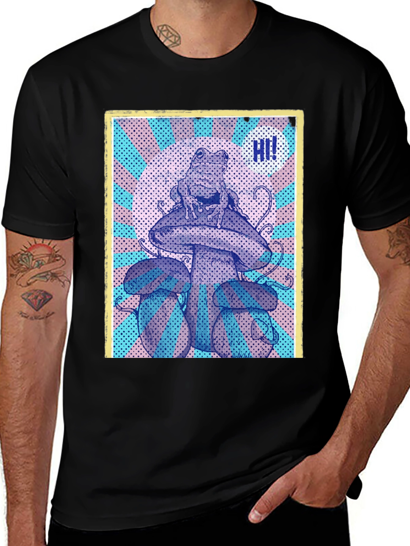 Frog on Mushroom Graphic Tee - Unique Design!