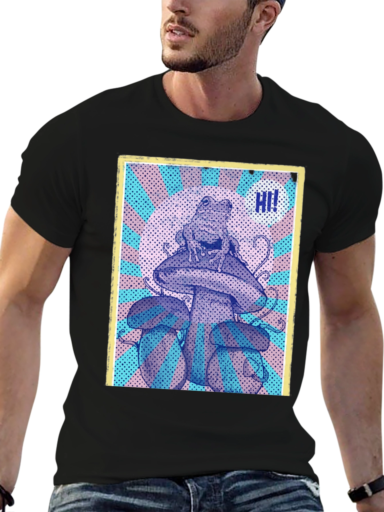 Frog on Mushroom Graphic Tee - Unique Design!