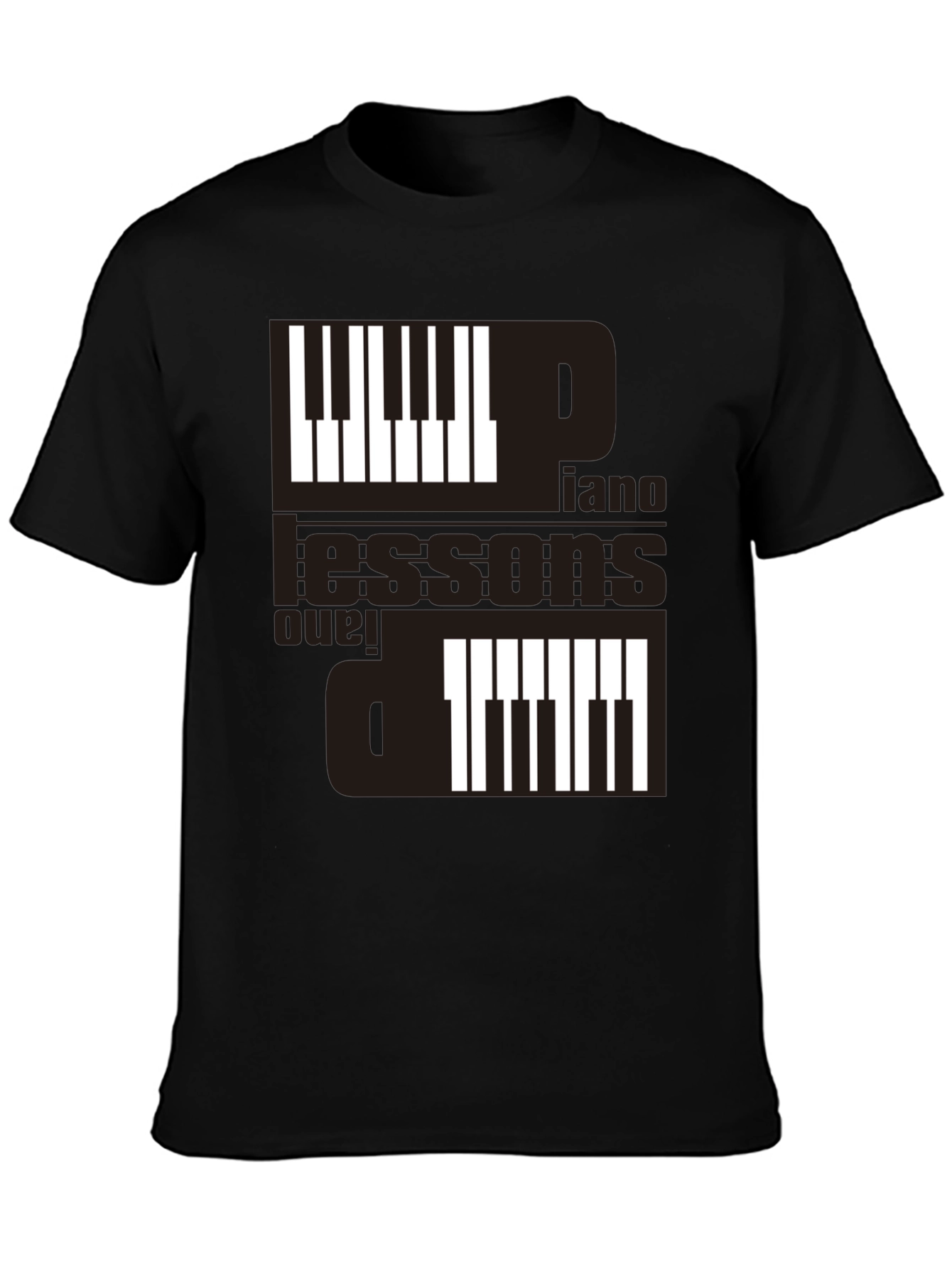 Piano Lessons Graphic Tee - Black Cotton T-Shirt