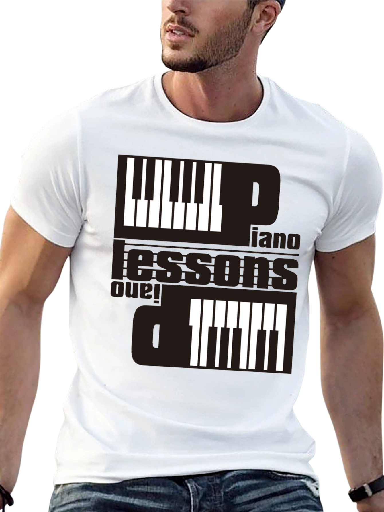 Piano Lessons Graphic Tee - Black Cotton T-Shirt