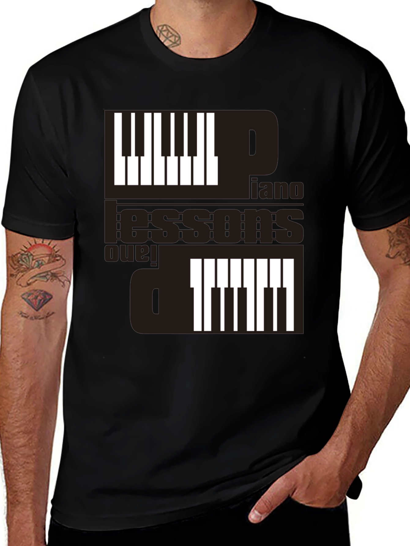 Piano Lessons Graphic Tee - Black Cotton T-Shirt