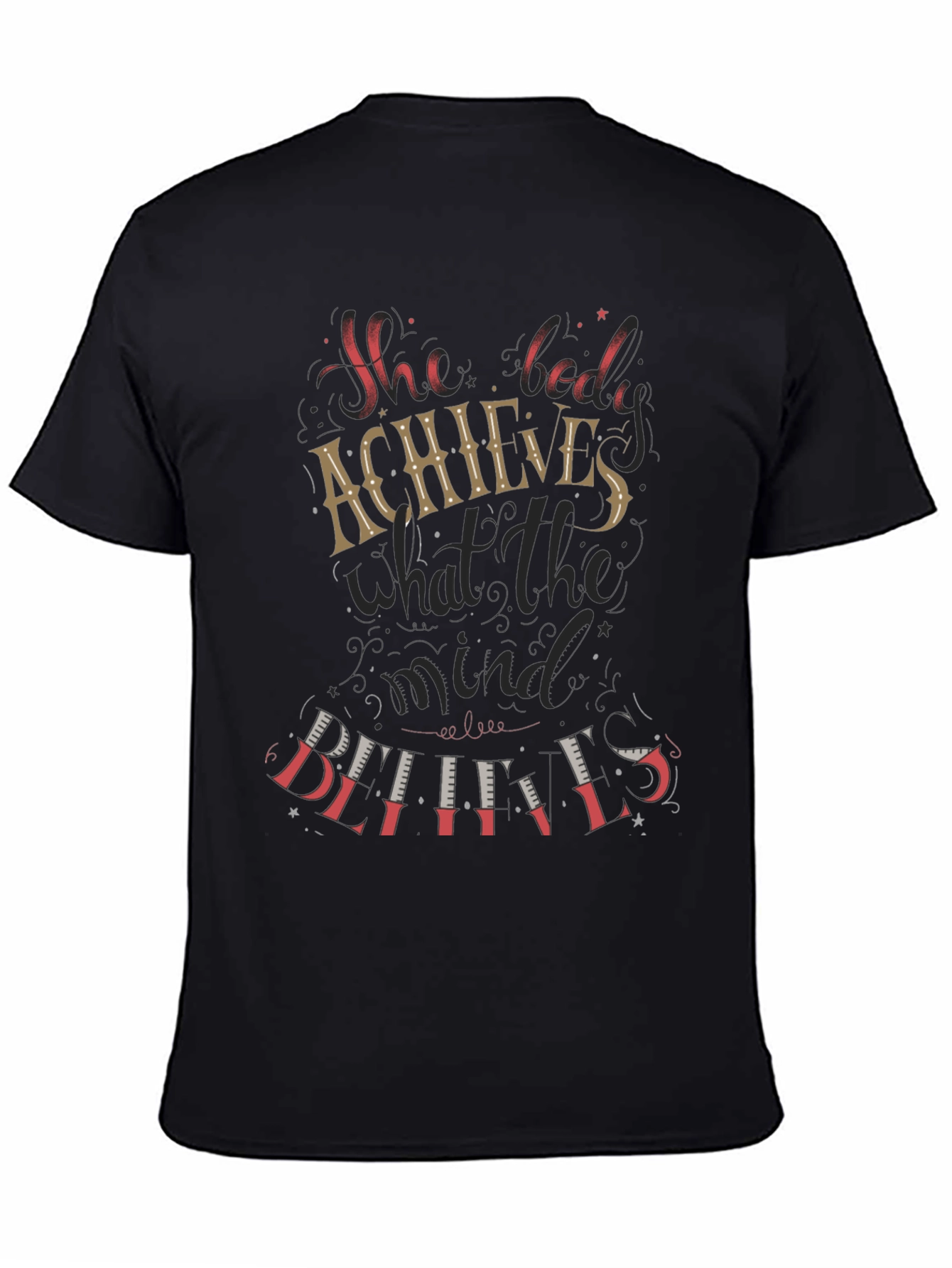 Motivational She Believed Black Graphic Tee