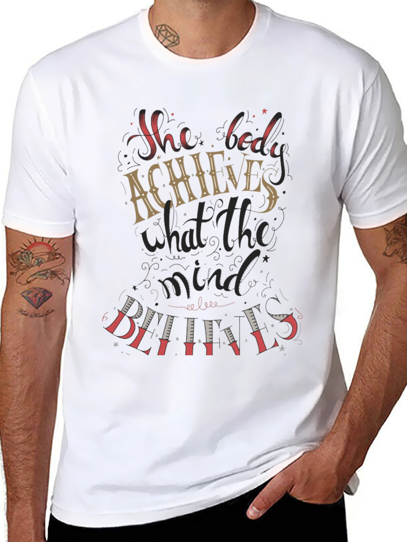 Motivational She Believed Black Graphic Tee