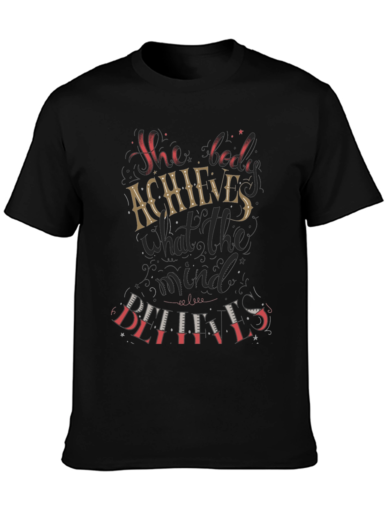 Motivational She Believed Black Graphic Tee