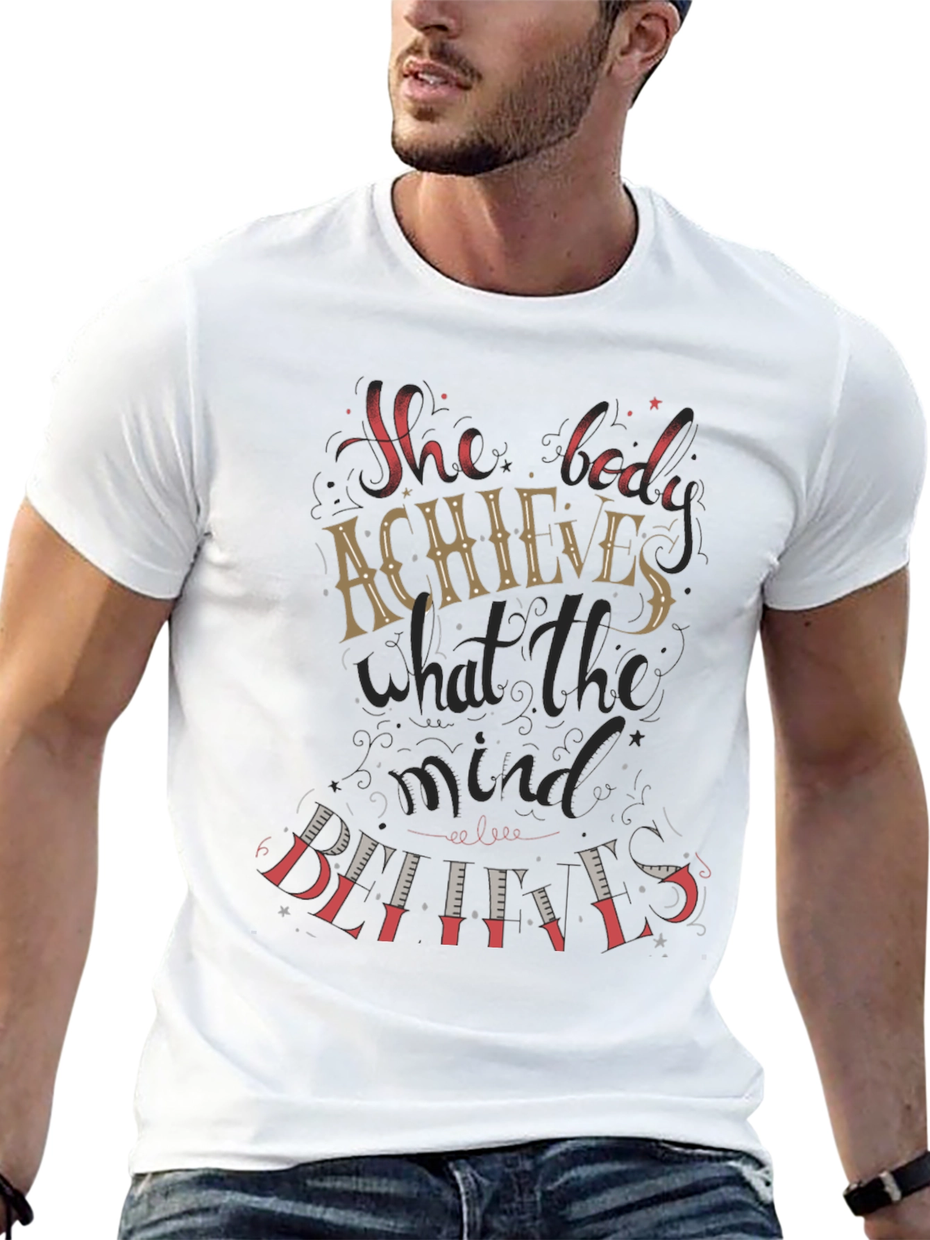 Motivational She Believed Black Graphic Tee