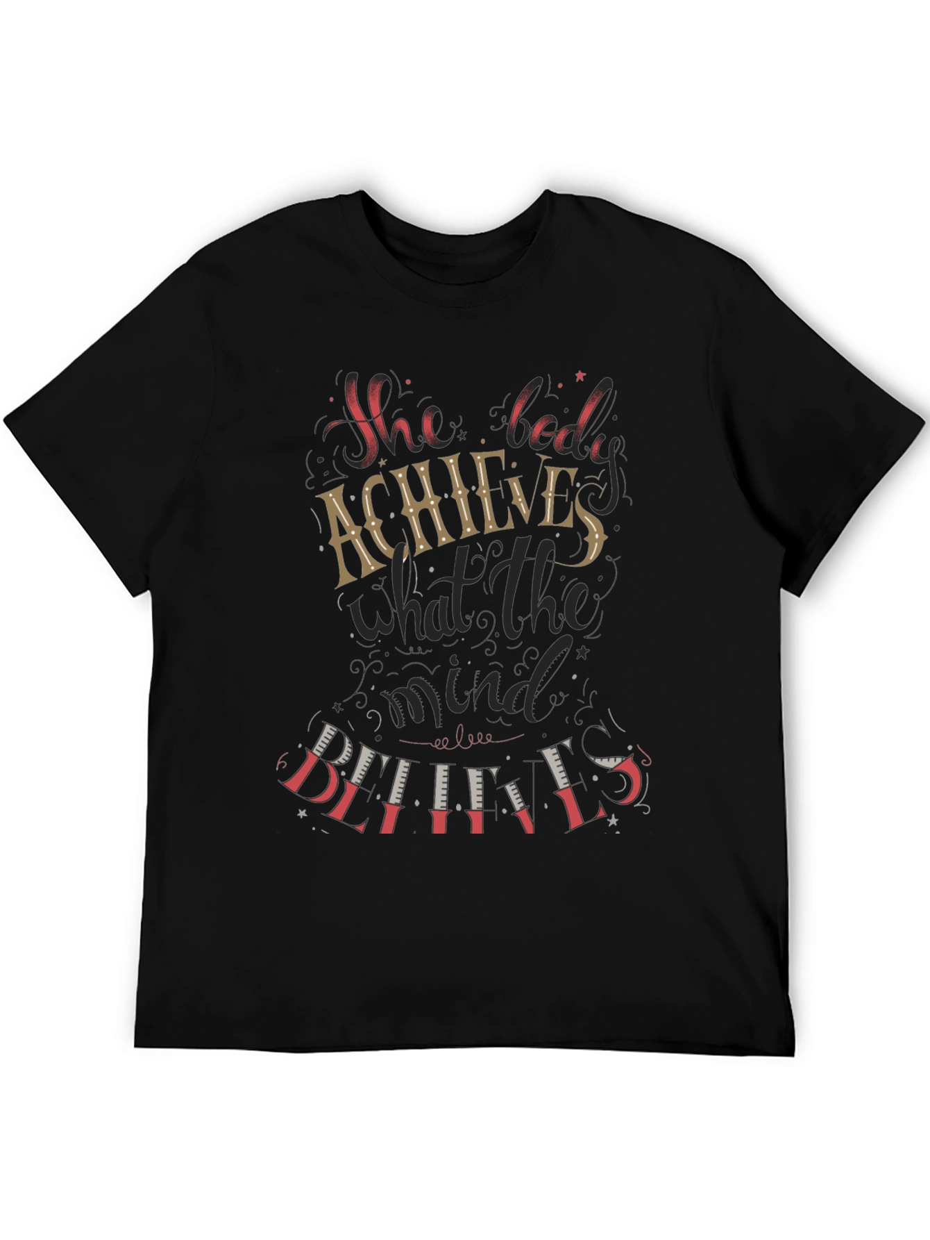 Motivational She Believed Black Graphic Tee