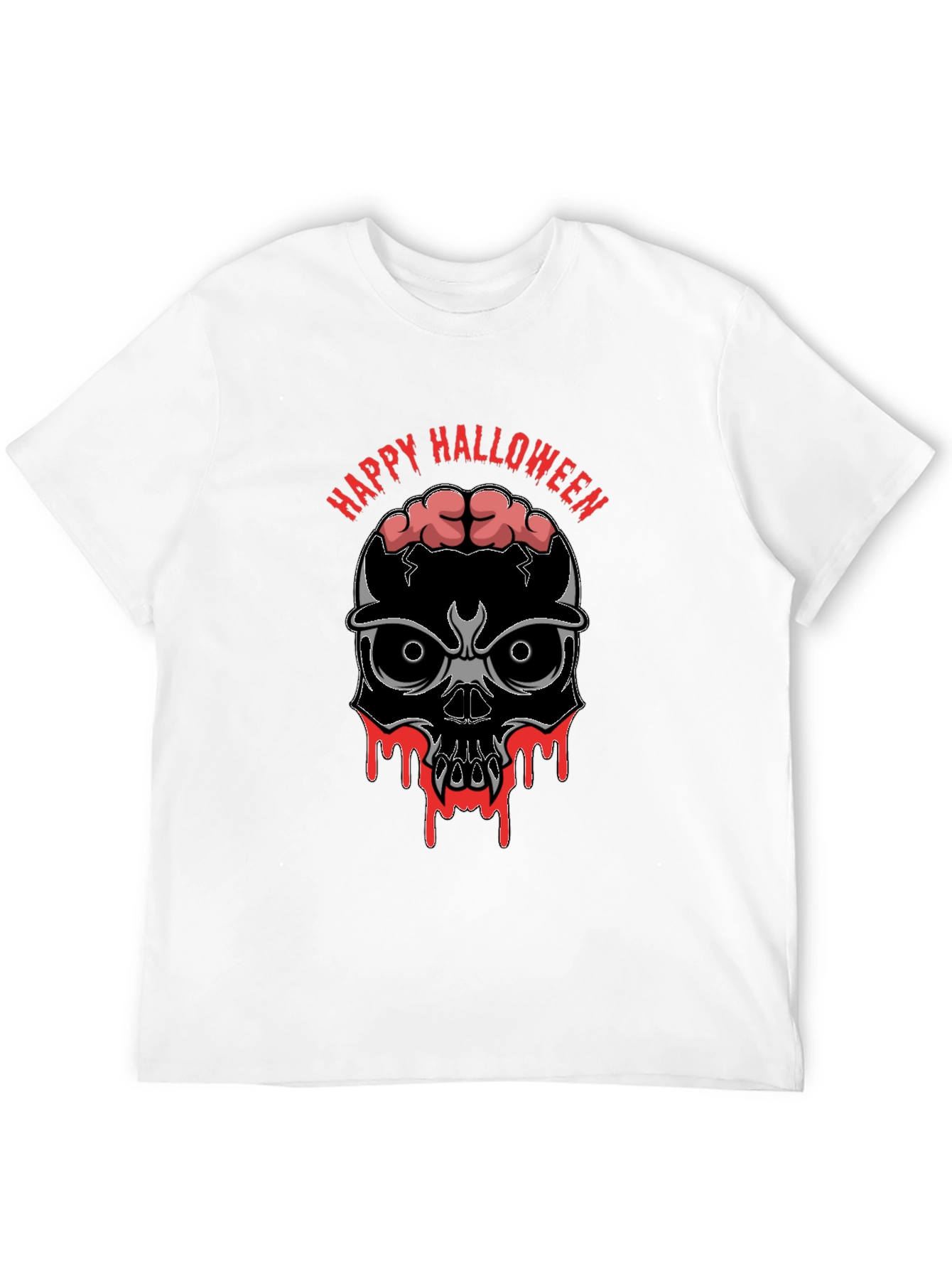Happy Halloween Skull Brains Graphic T-Shirt