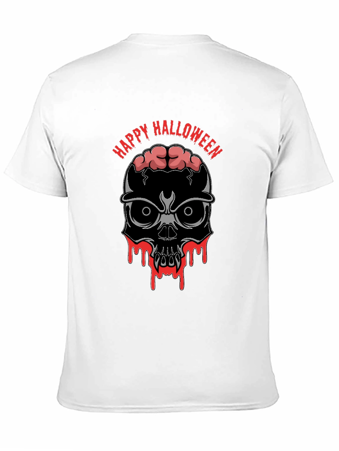 Happy Halloween Skull Brains Graphic T-Shirt