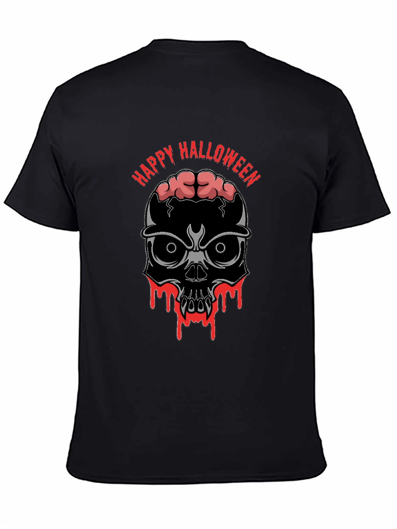 Happy Halloween Skull Brains Graphic T-Shirt