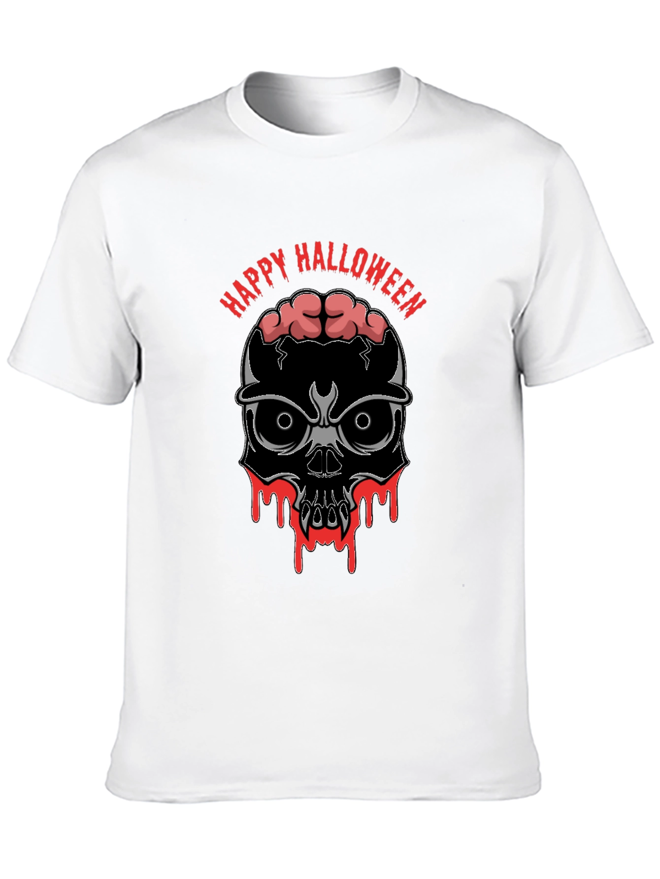 Happy Halloween Skull Brains Graphic T-Shirt